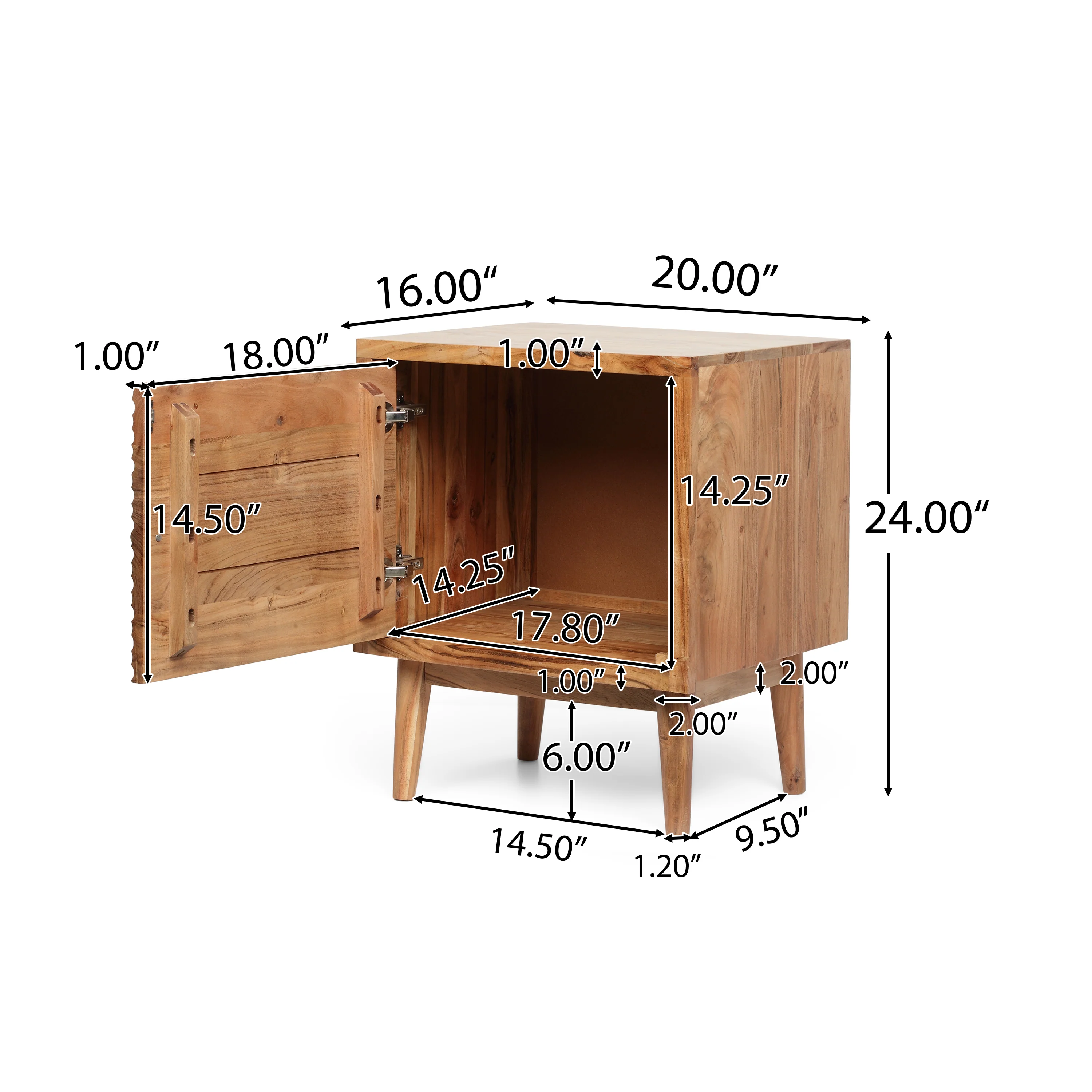 Luttrell Handcrafted Boho Acacia Wood Nightstand, Natural - furnishings