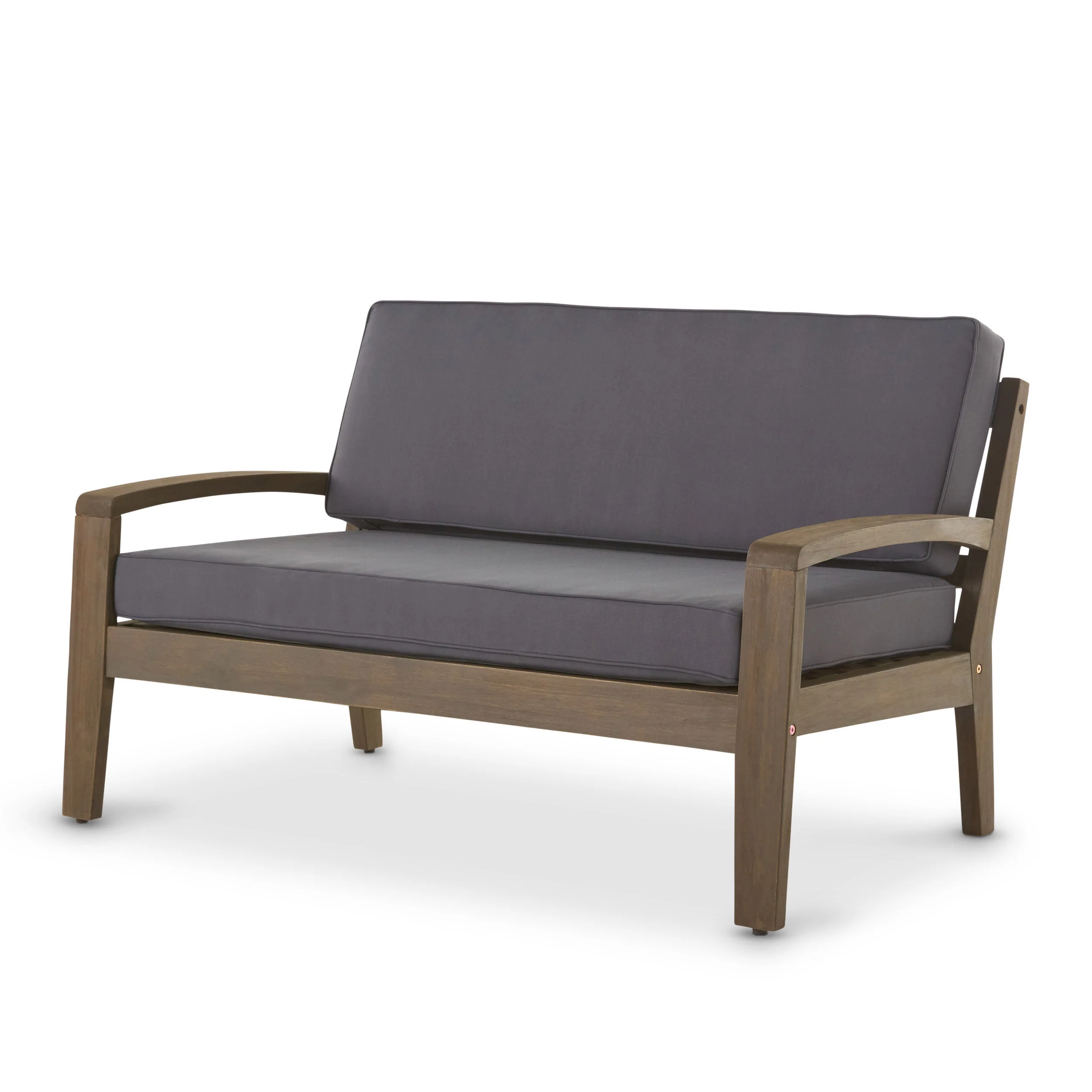 Grenada Outdoor Acacia Wood 4 Piece Chat Set w/ Water Resistant Cushions - furnishings