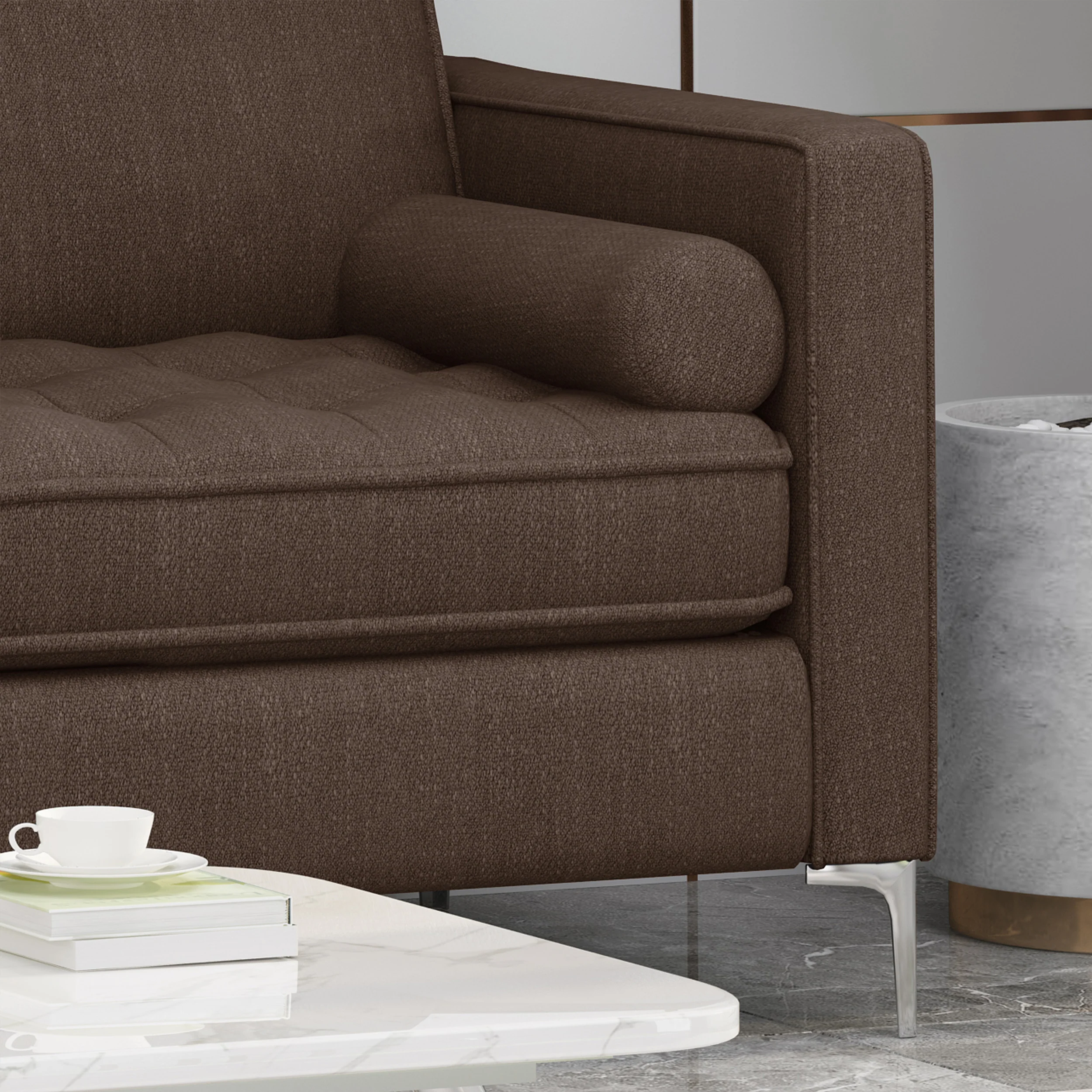 Divith Contemporary Tufted Fabric 3 Seater Sofa - furnishings
