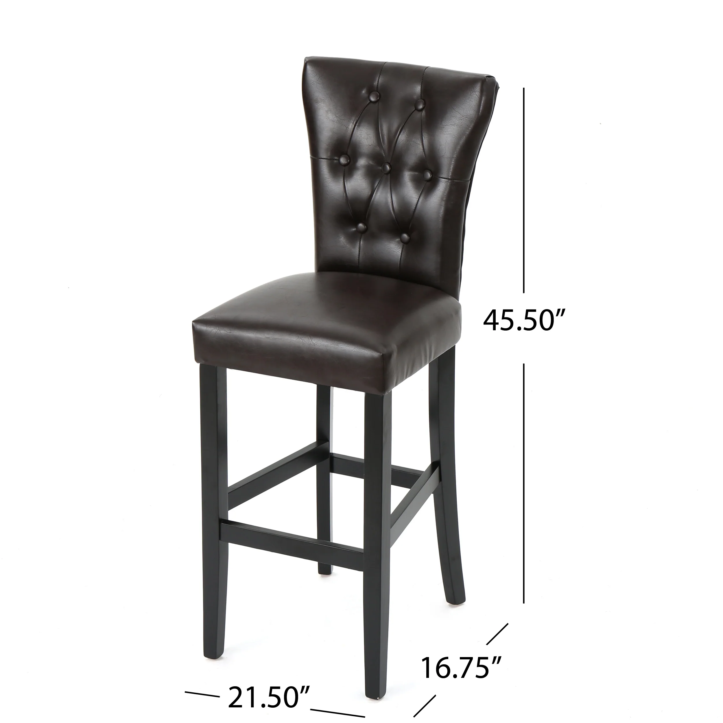 Padma Tufted Back Brown Leather 30-Inch Barstools (Set of 2) - furnishings