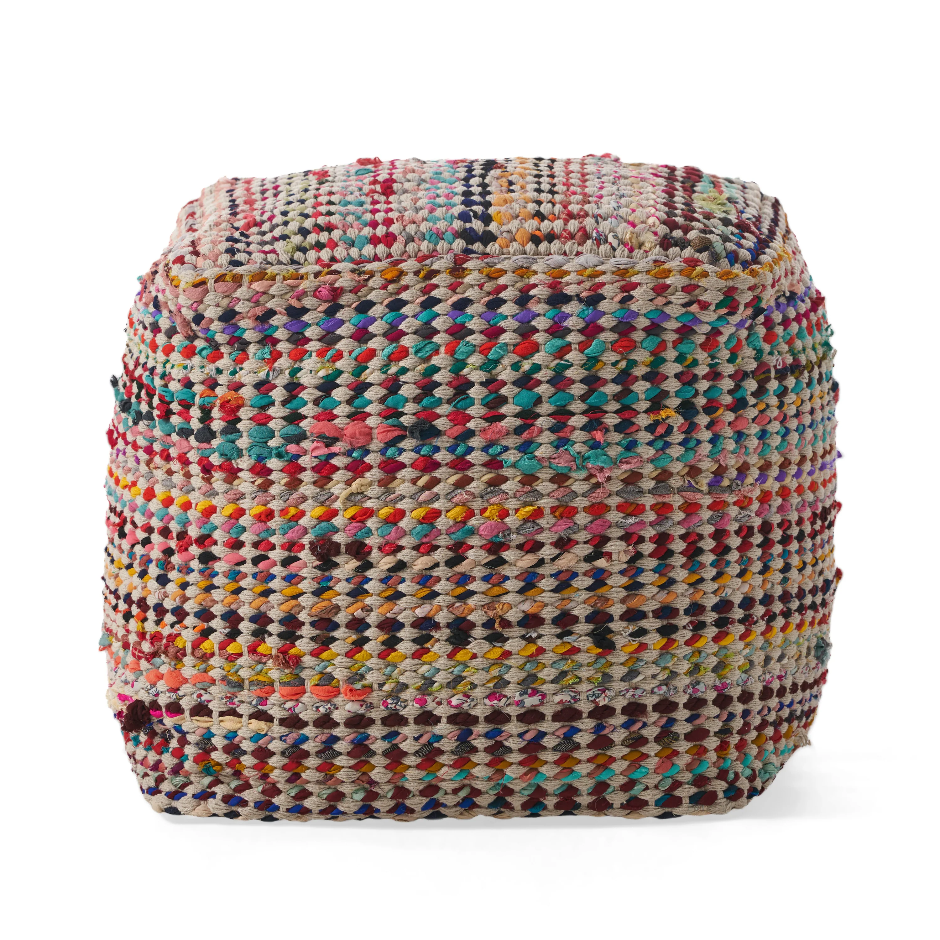 Marcela Handcrafted Boho Fabric Pouf - furnishings