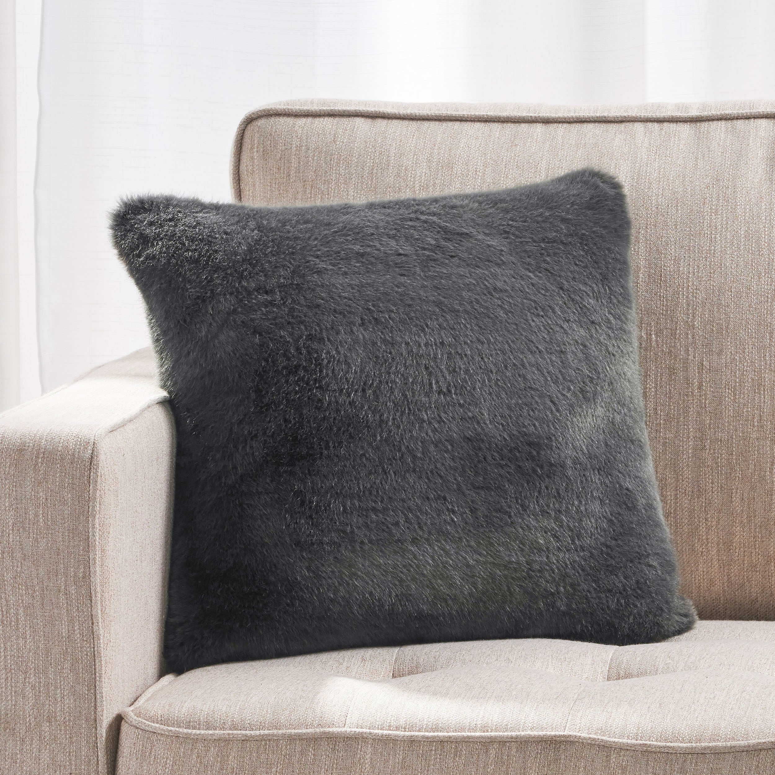 Ellison Modern Glam Faux Fur Throw Pillow - furnishings