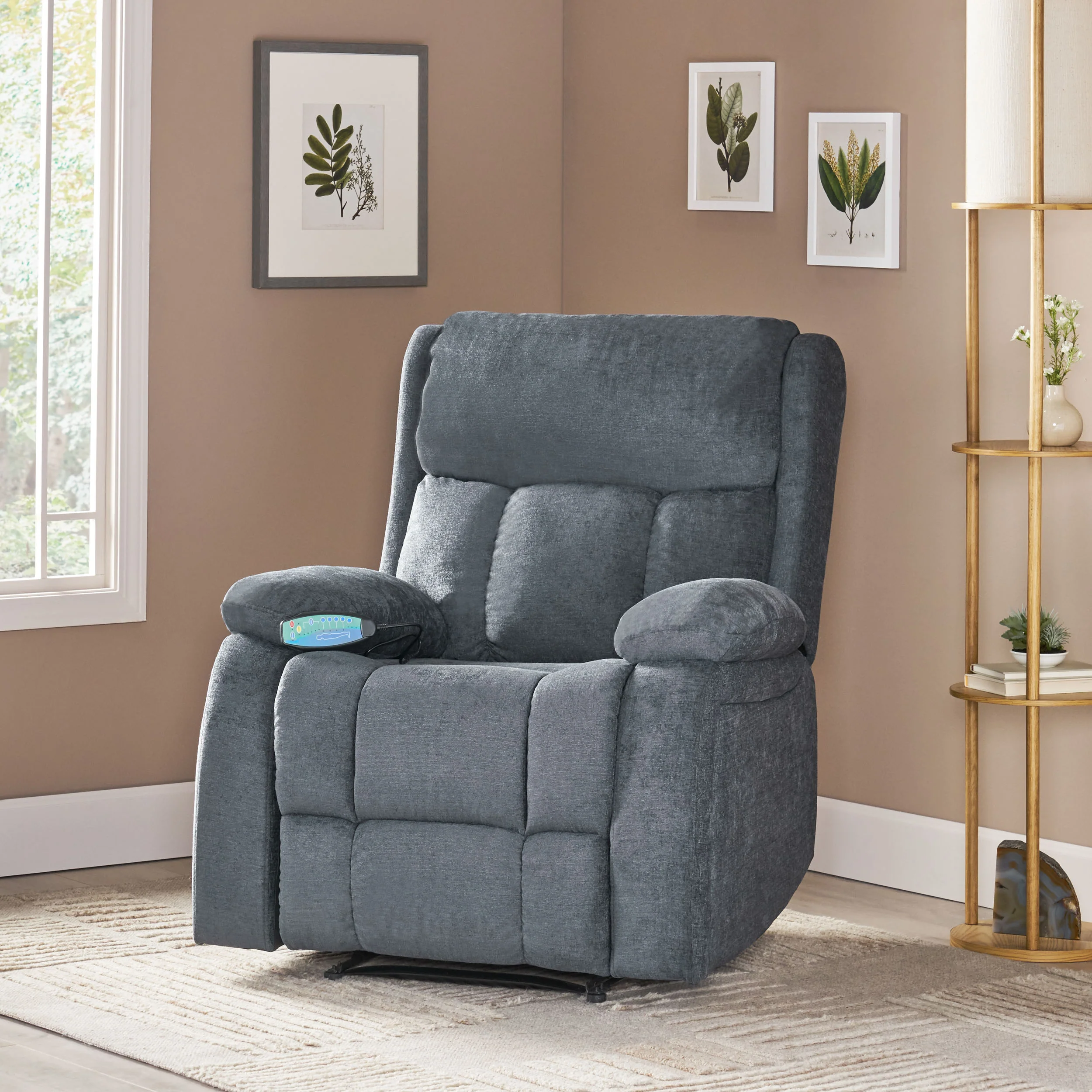 Lexie Contemporary Pillow Tufted Massage Recliner - furnishings