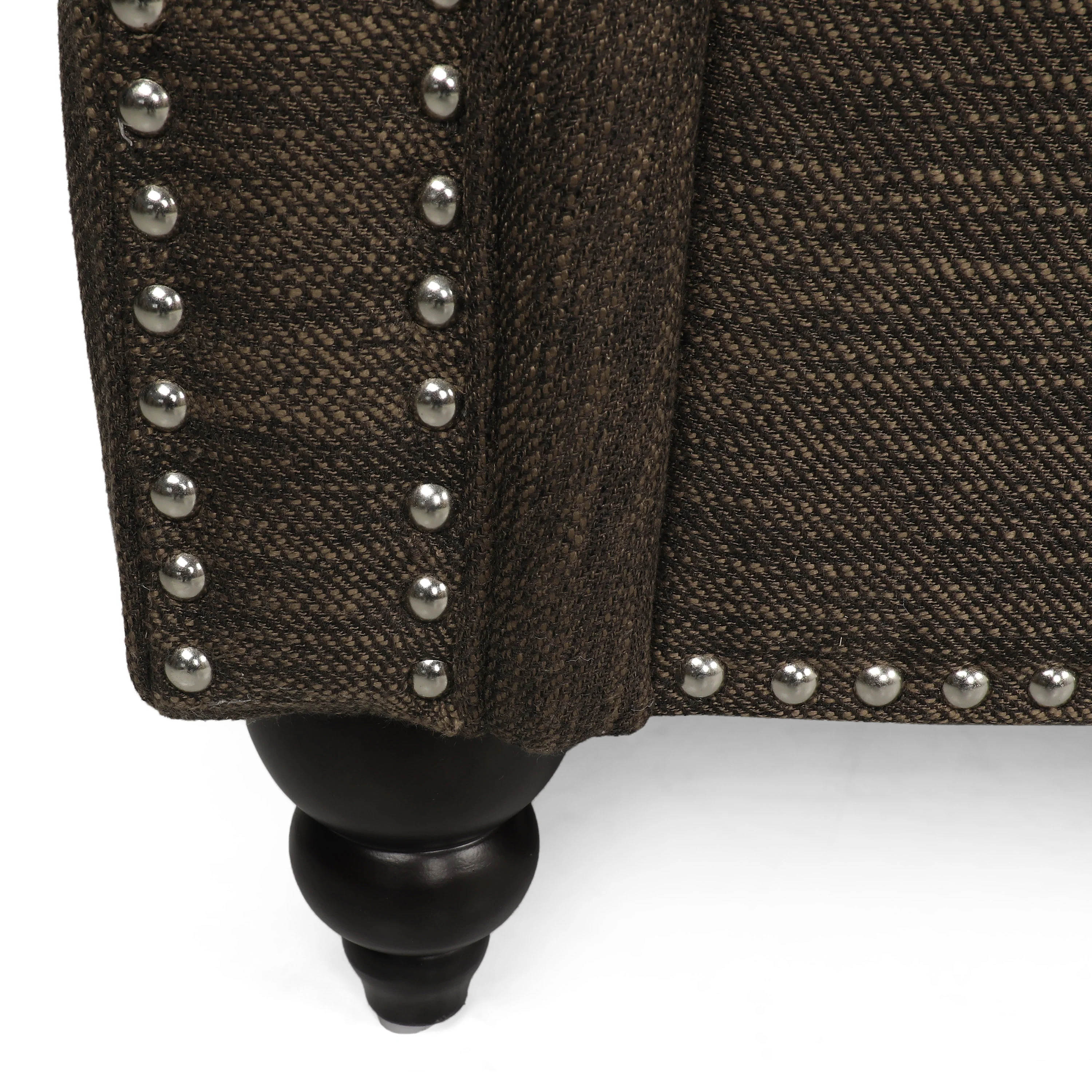 Bonny Contemporary Fabric Pillowback 3 Seater Sofa with Nailhead Trim - furnishings