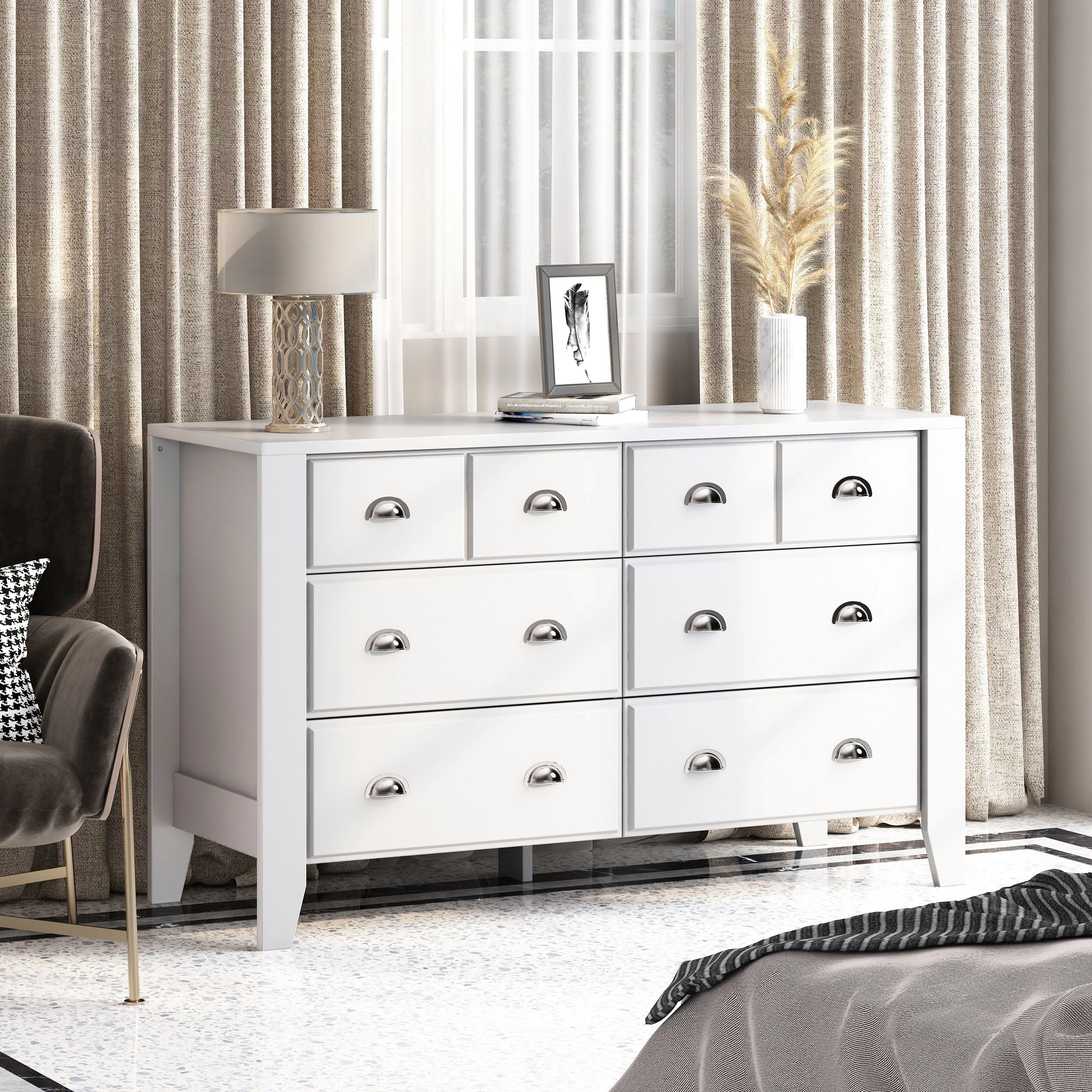 Cleary Contemporary Faux Wood 6 Drawer Double Dresser - furnishings