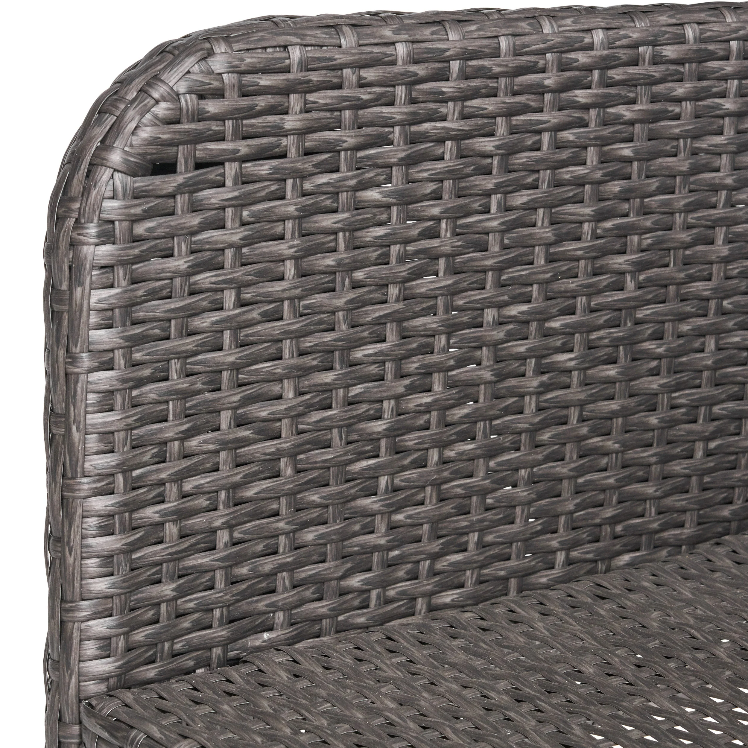 Freeman Outdoor 7 Piece Wood and Wicker Dining Set, Gray with Gray Chairs - furnishings