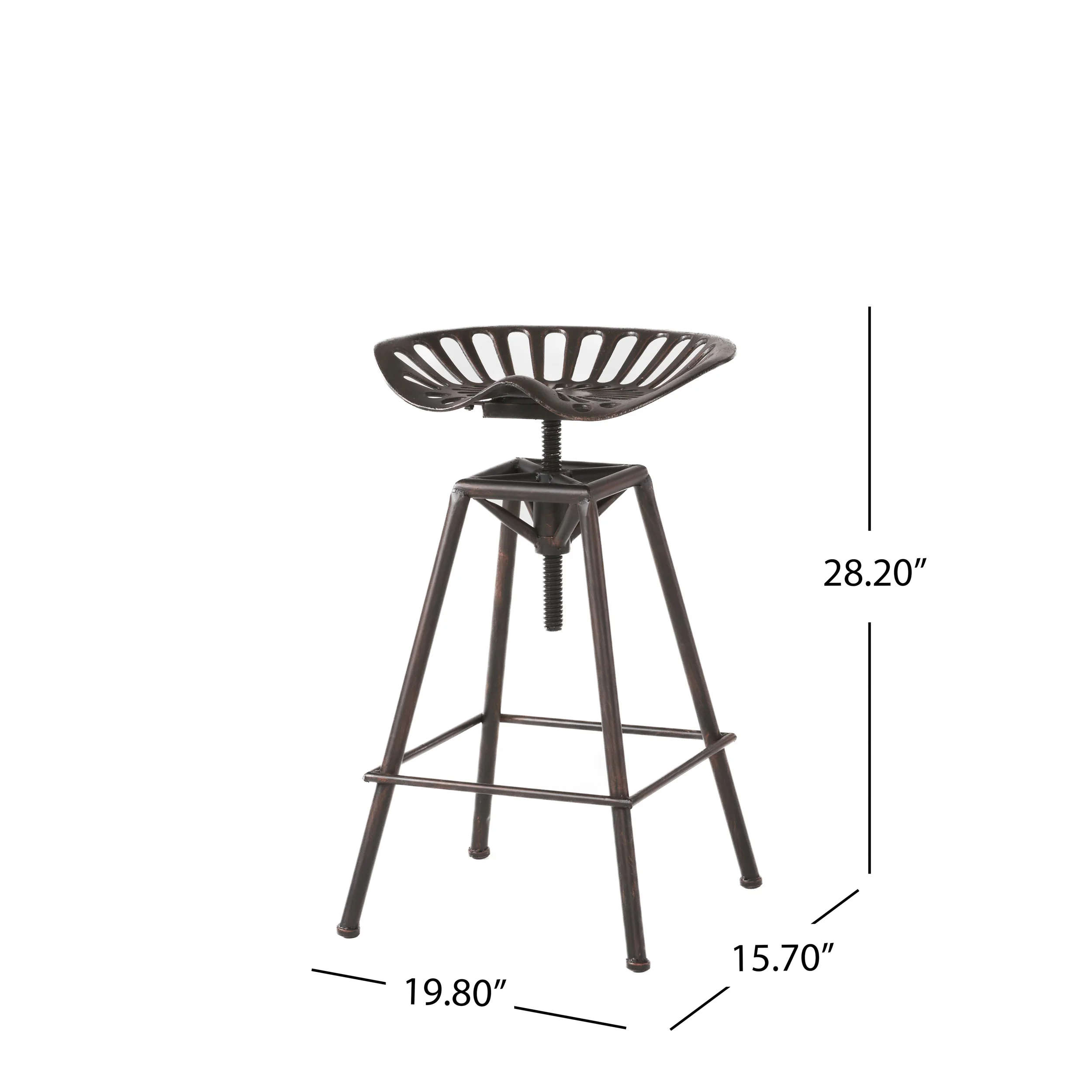Charlie Industrial Metal Design Tractor Seat Adjustable Bar Stool (Black Brushed Copper) - furnishings