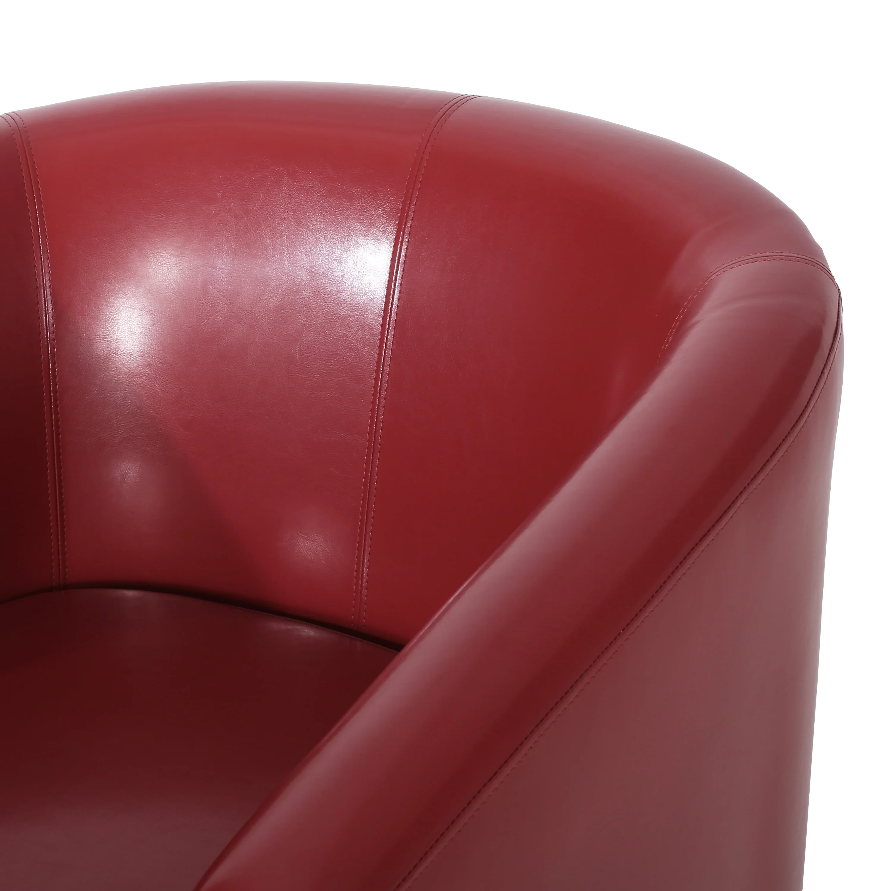 Corley Modern Upholstered Faux Leather Swivel Barrel Club Chair - furnishings