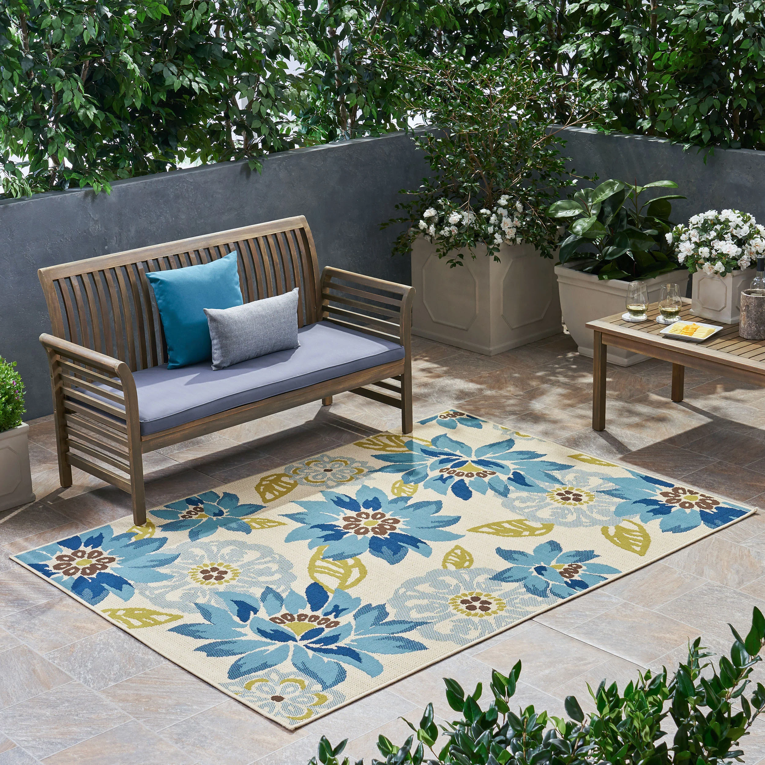 Lilith Outdoor Floral Area Rug - furnishings