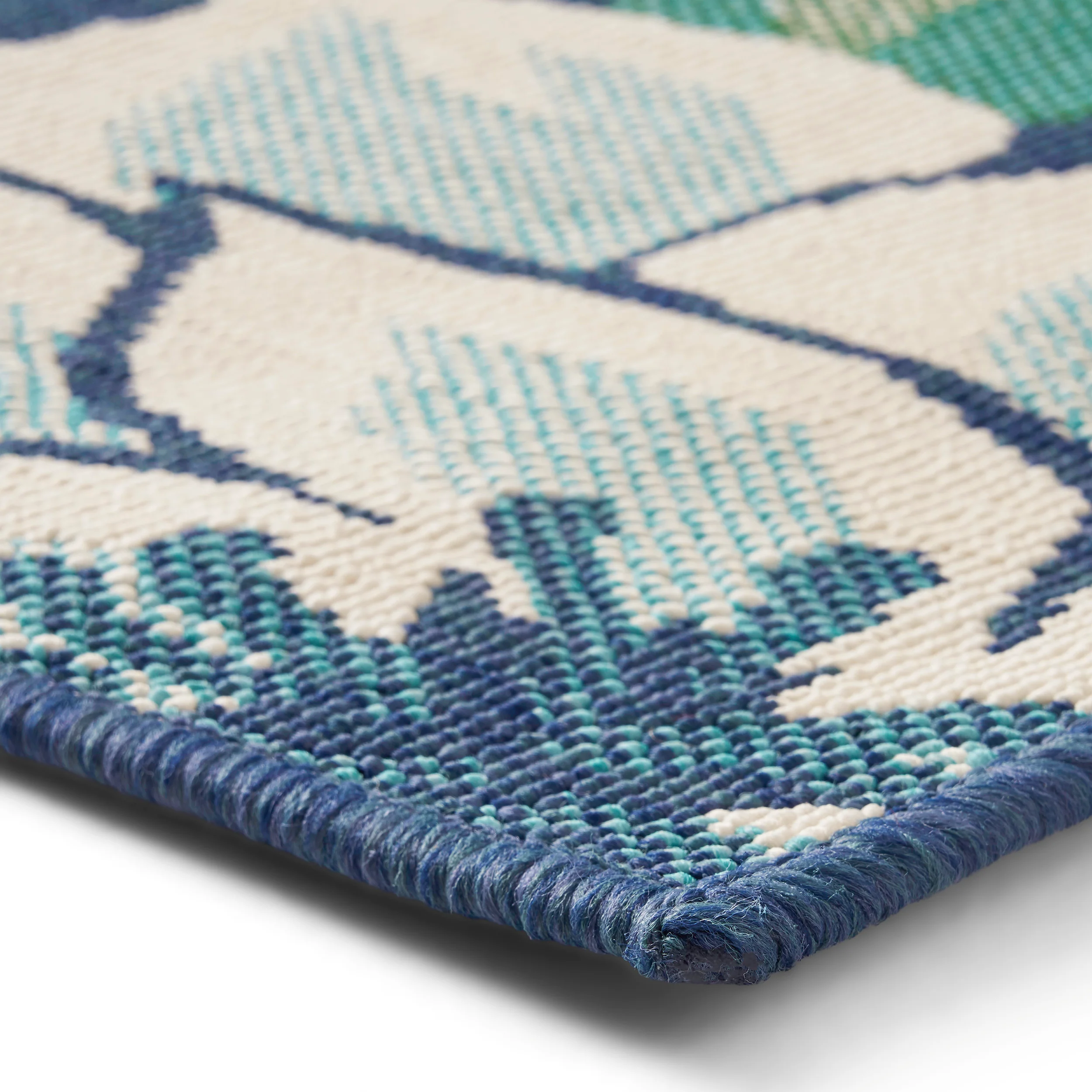 Truda Outdoor Floral Area Rug, Blue and Green - furnishings