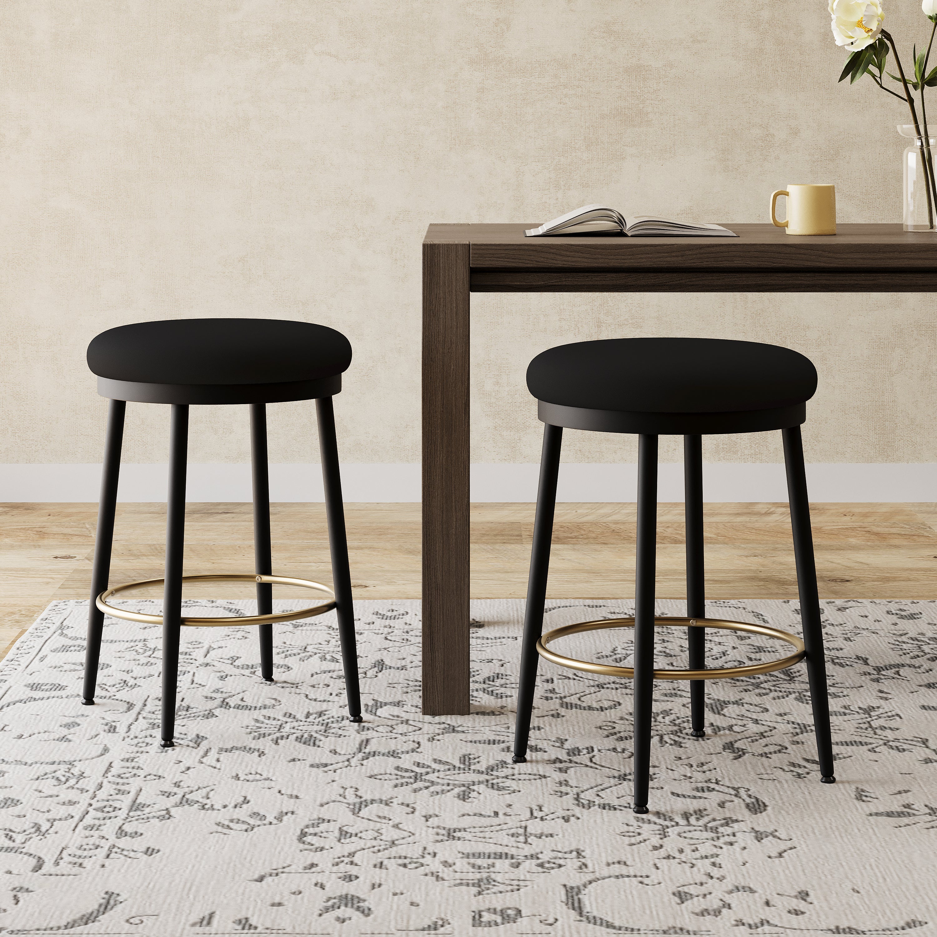 Cedara Modern Upholstered Cushioned Counter Stools with Footrest - furnishings