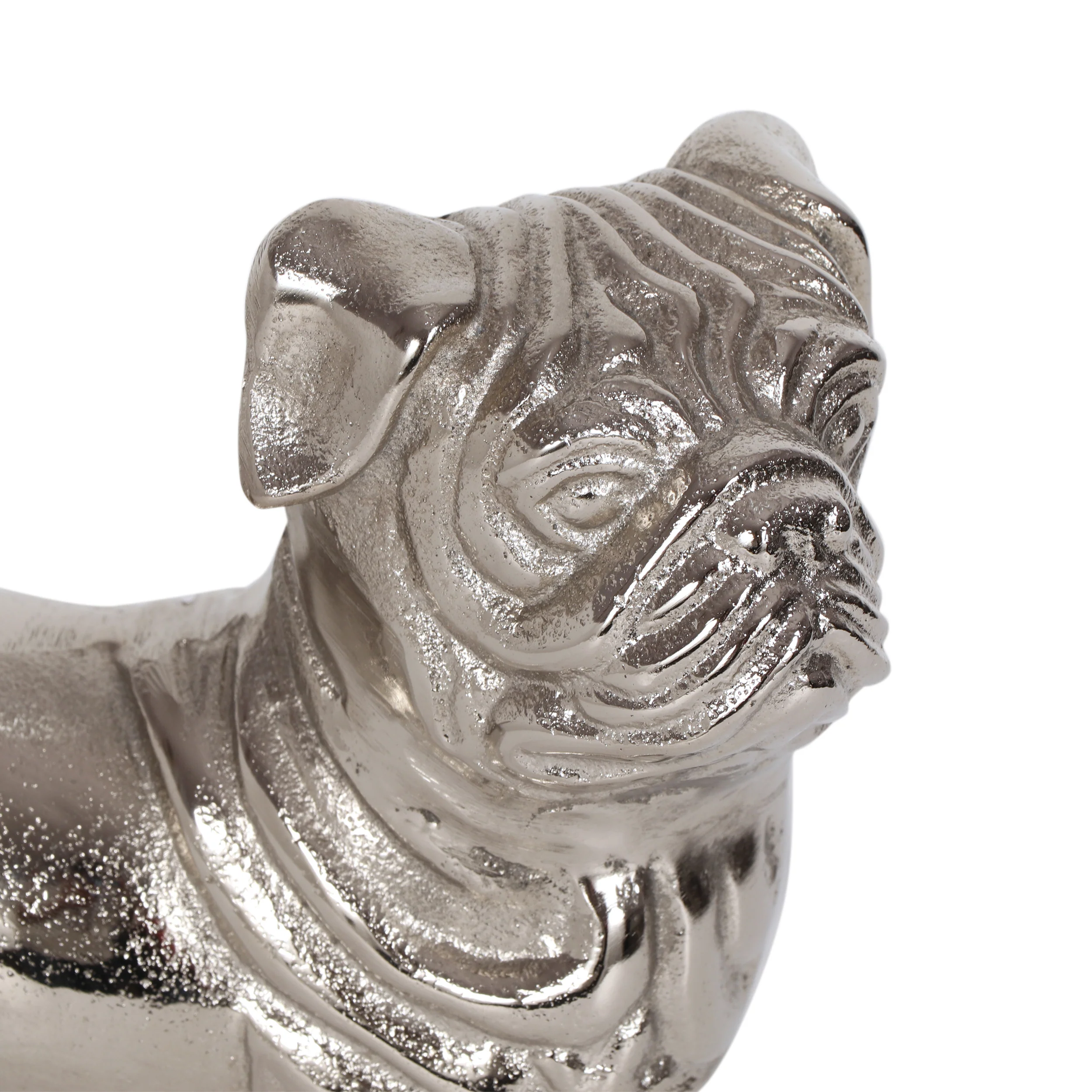 Jabe Handmade Aluminum Pug Decor, Raw Nickel - furnishings