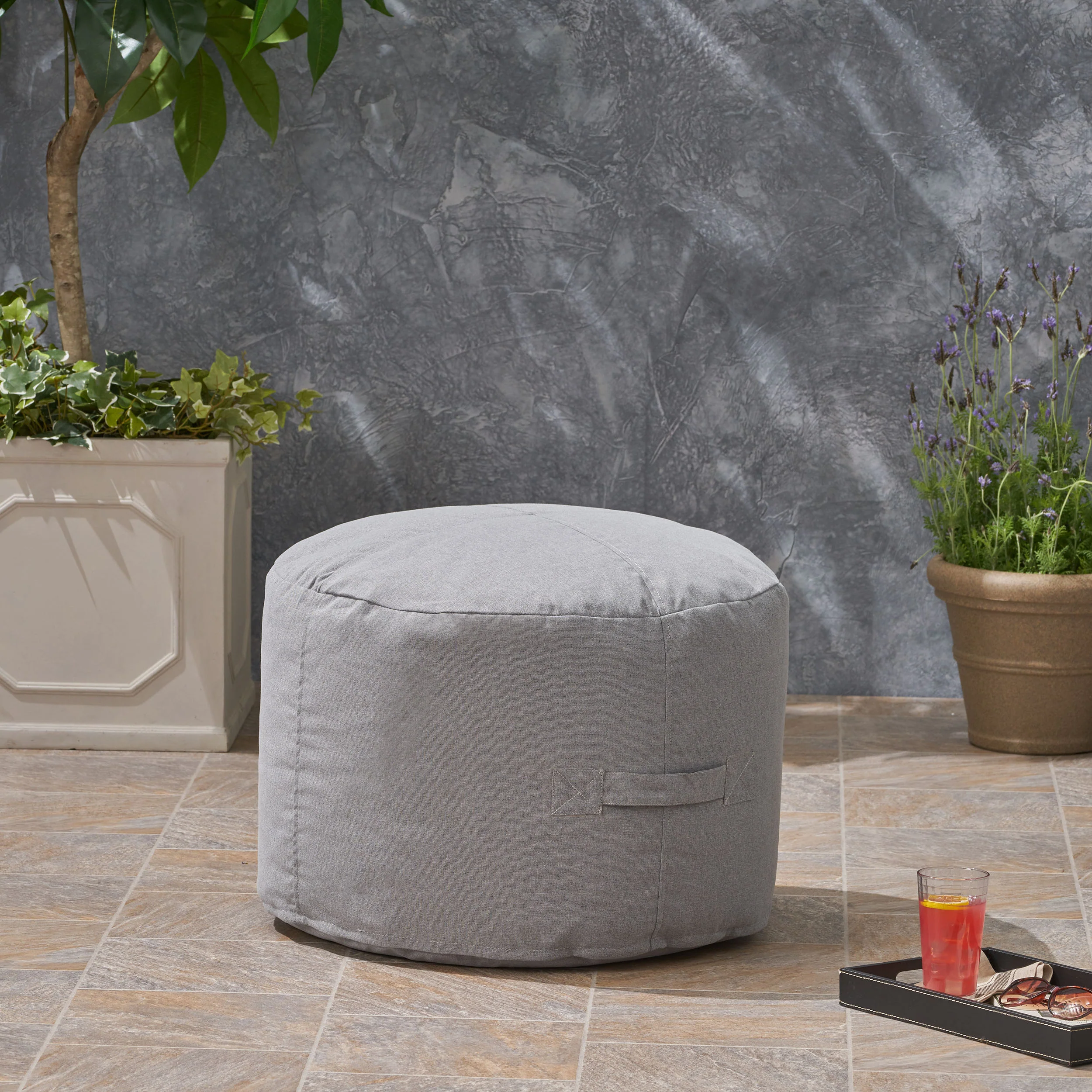 Riley Cay Outdoor Water Resistant 2 Ottoman Pouf - furnishings