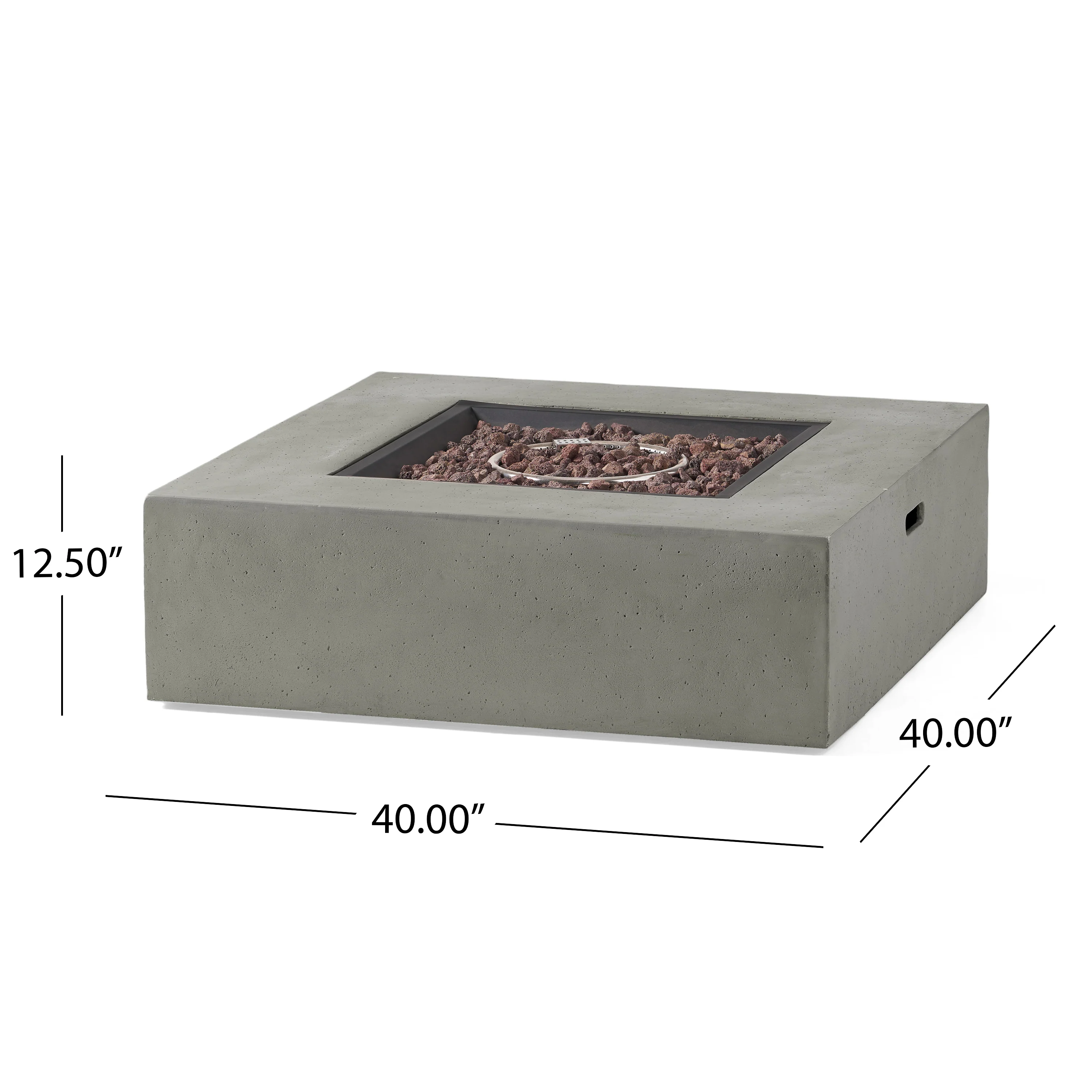 Hearth Outdoor 50,000 BTU Lightweight Concrete Square Fire Pit (No Tank Holder) - furnishings