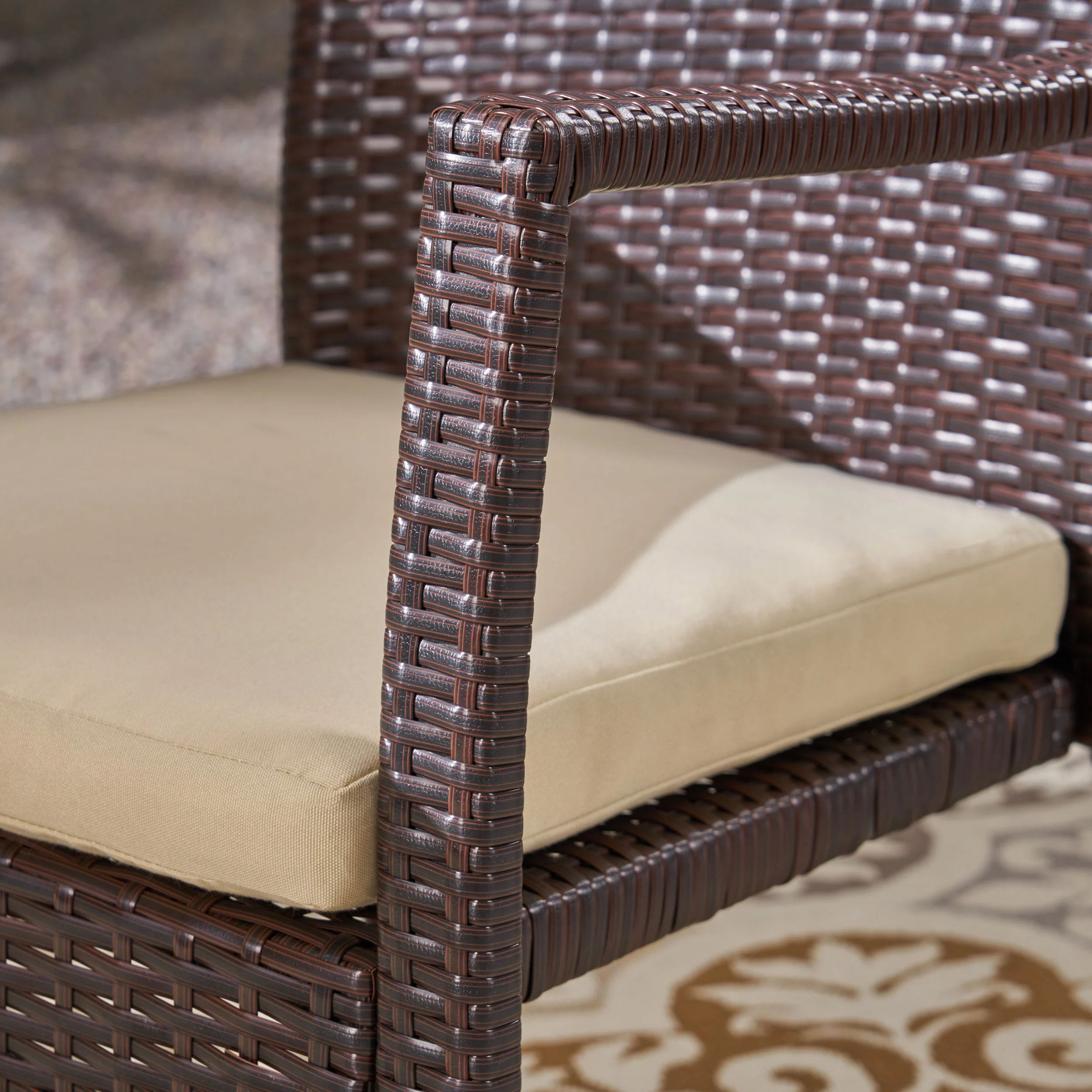 Holmes Outdoor 5 Piece Wood and Wicker Dining Set - furnishings