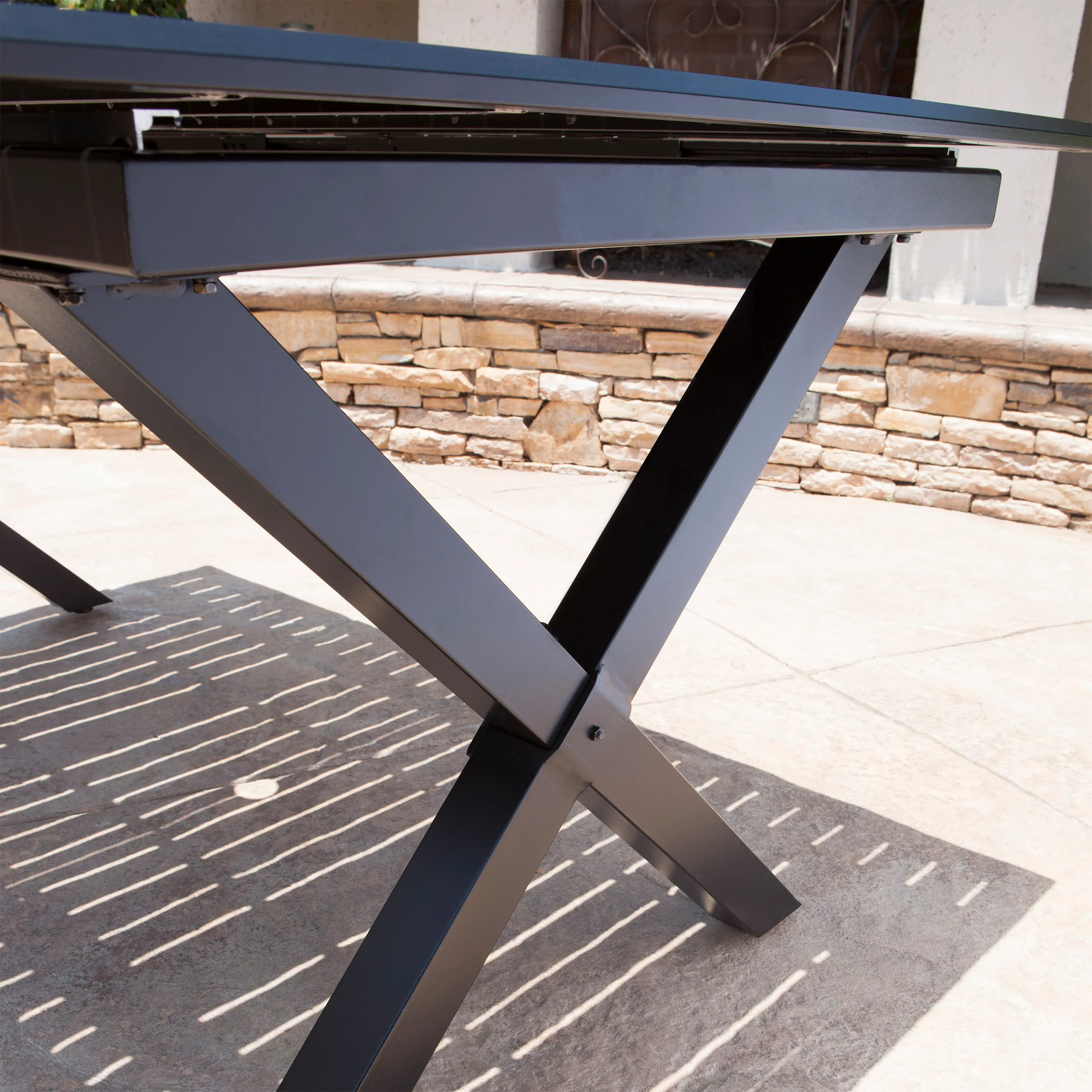 Eowyn Expandable 7-9 Piece Outdoor Cast Aluminum Dining Set w/ Umbrella Hole - furnishings