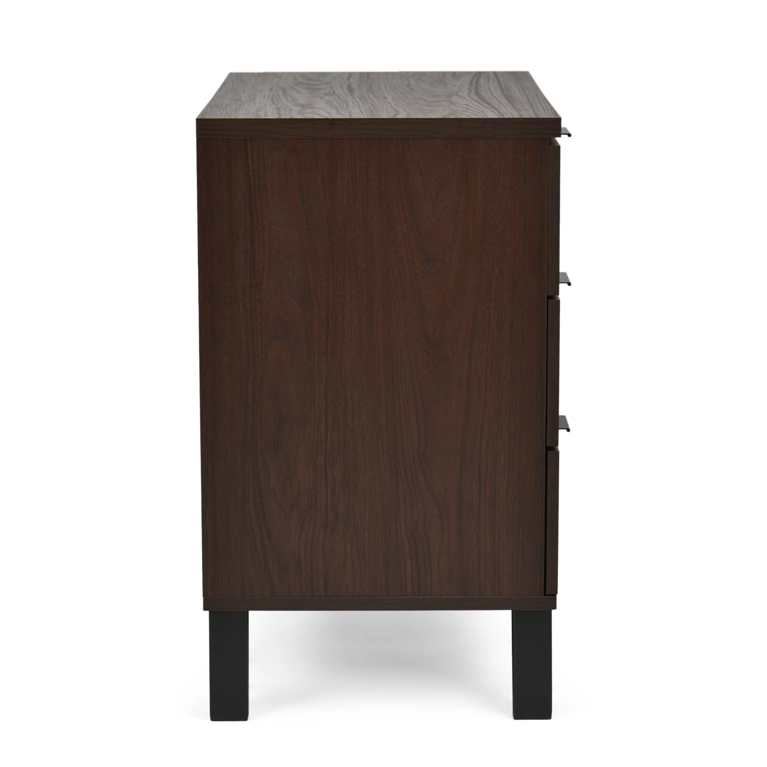 Demijen Modern Industrial 3 Drawer Wide Dresser, Walnut and Matte Black - furnishings