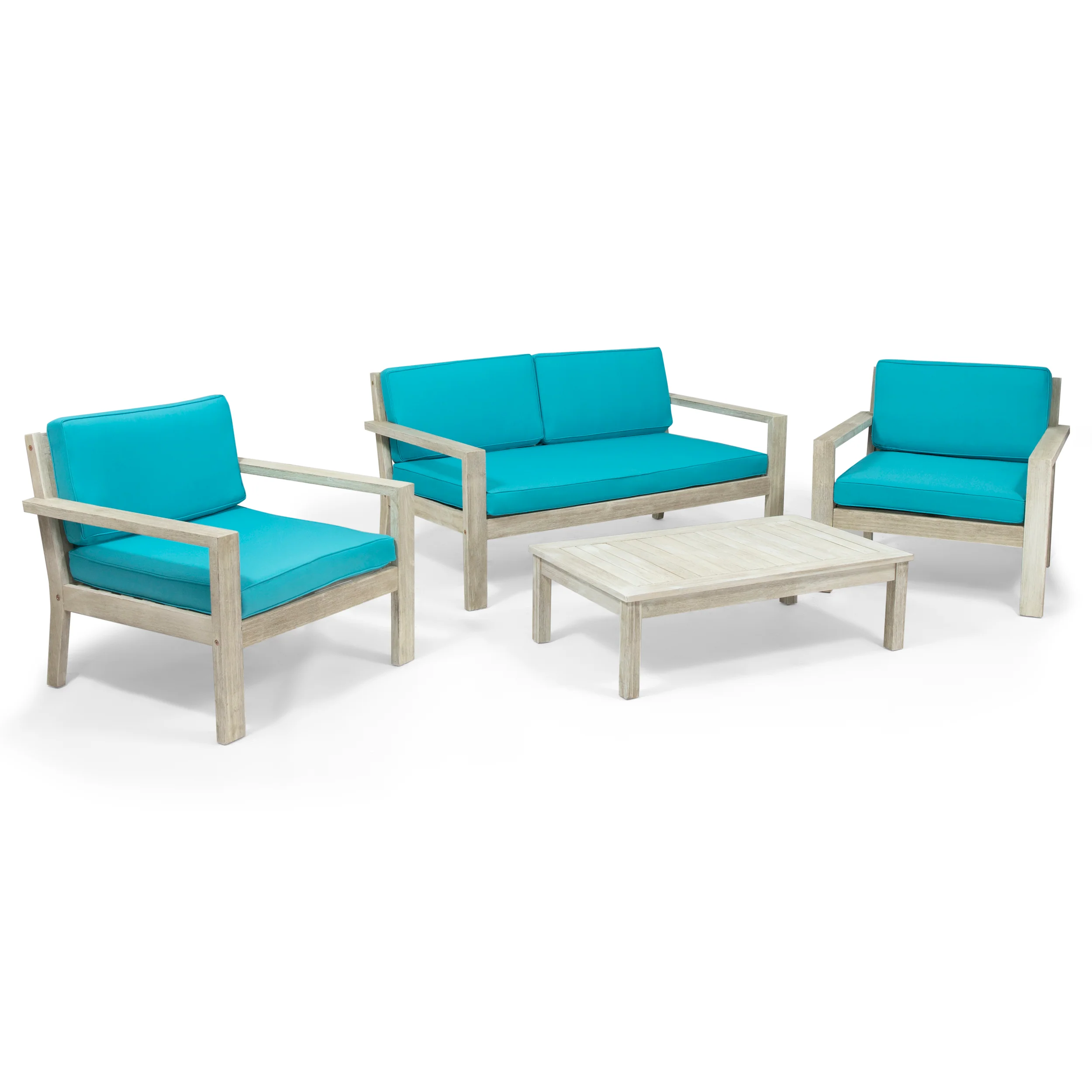 Dominic Outdoor 4 Seater Acacia Wood Chat Set with Cushions - furnishings