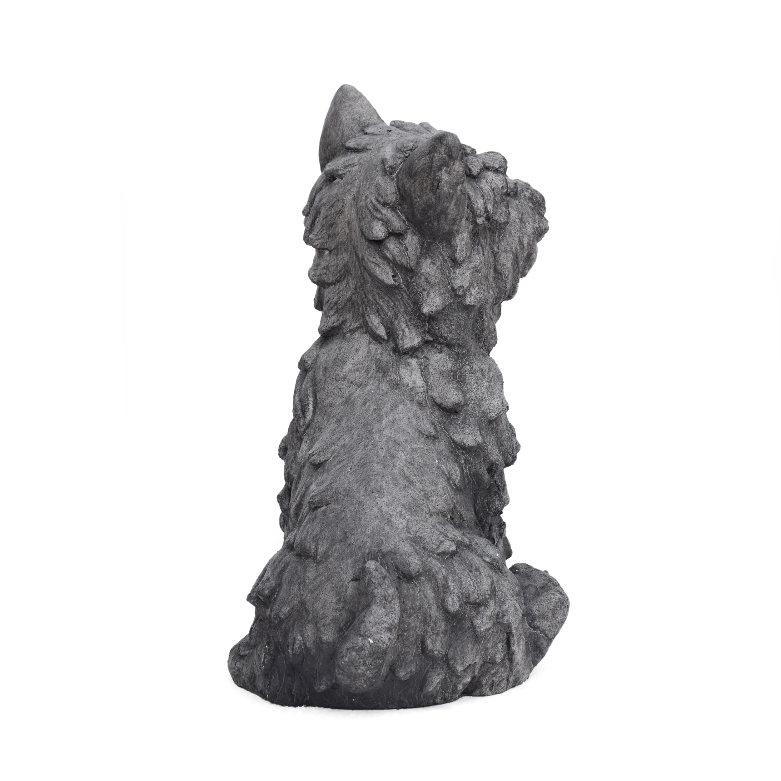 Seth Outdoor Terrier Dog Garden Statue, Antique Gray Finish - furnishings