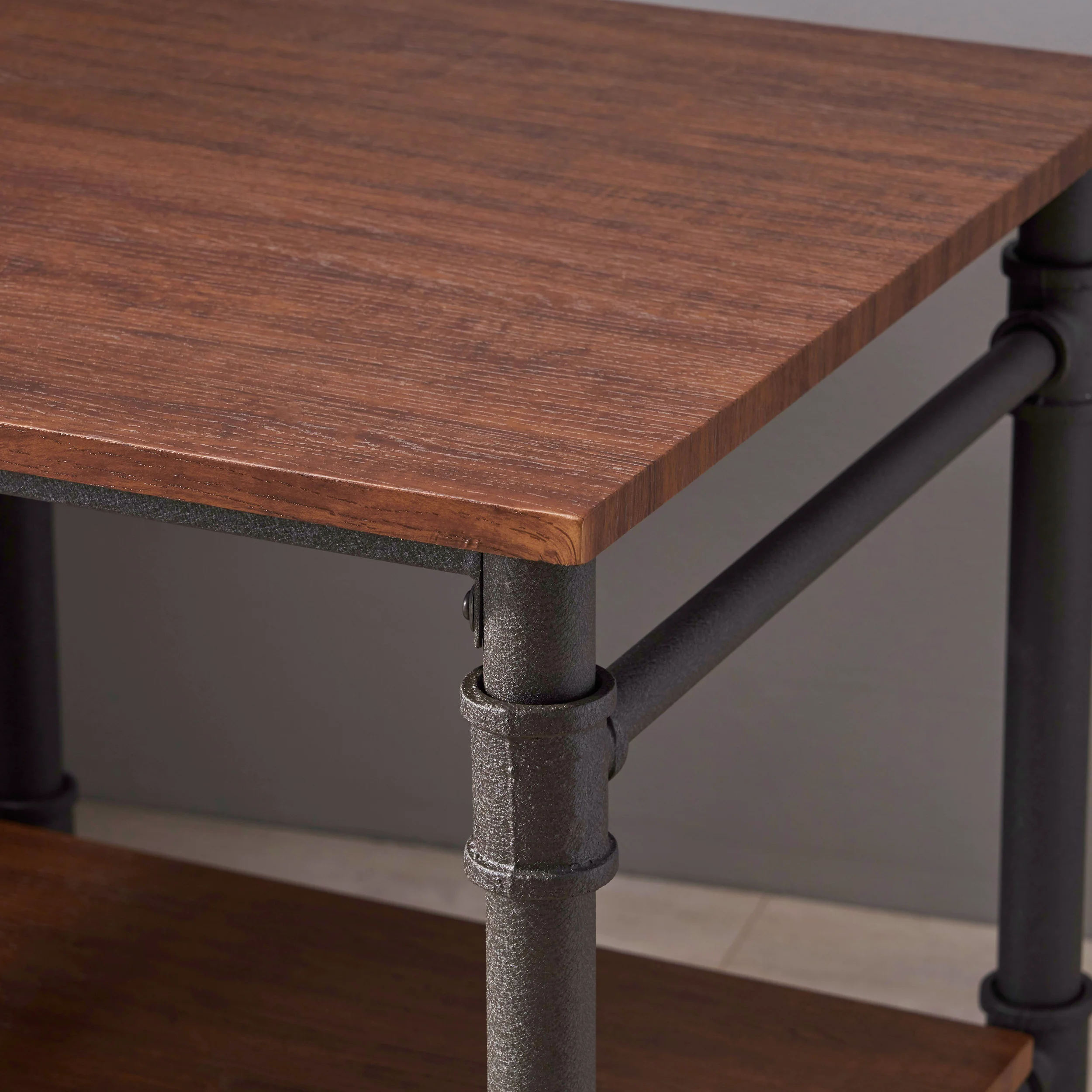 Mila Industrial Faux Wood End Tables (Set of 2), Teak - furnishings