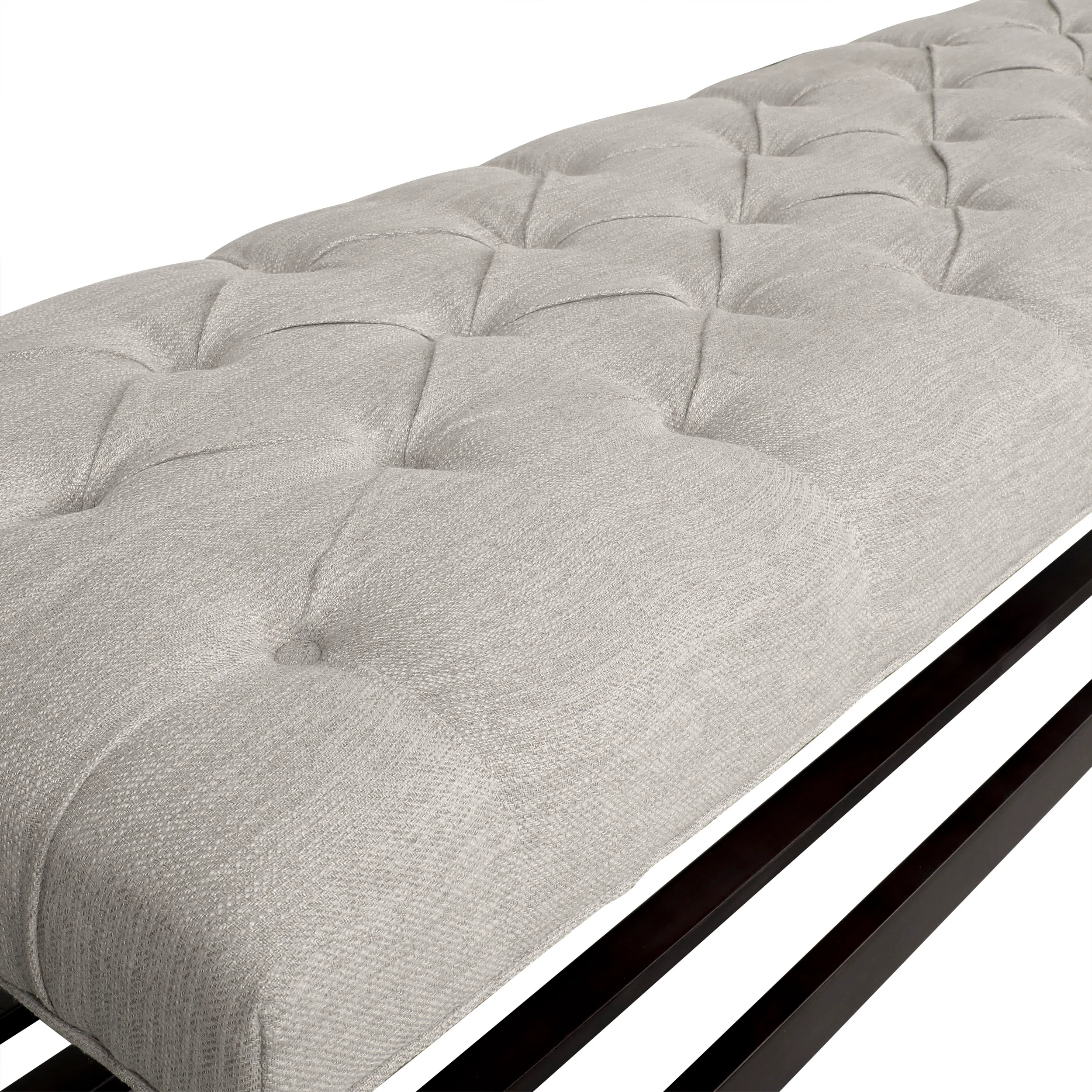 Pelon Contemporary Button Tufted Bench with Shelf - furnishings