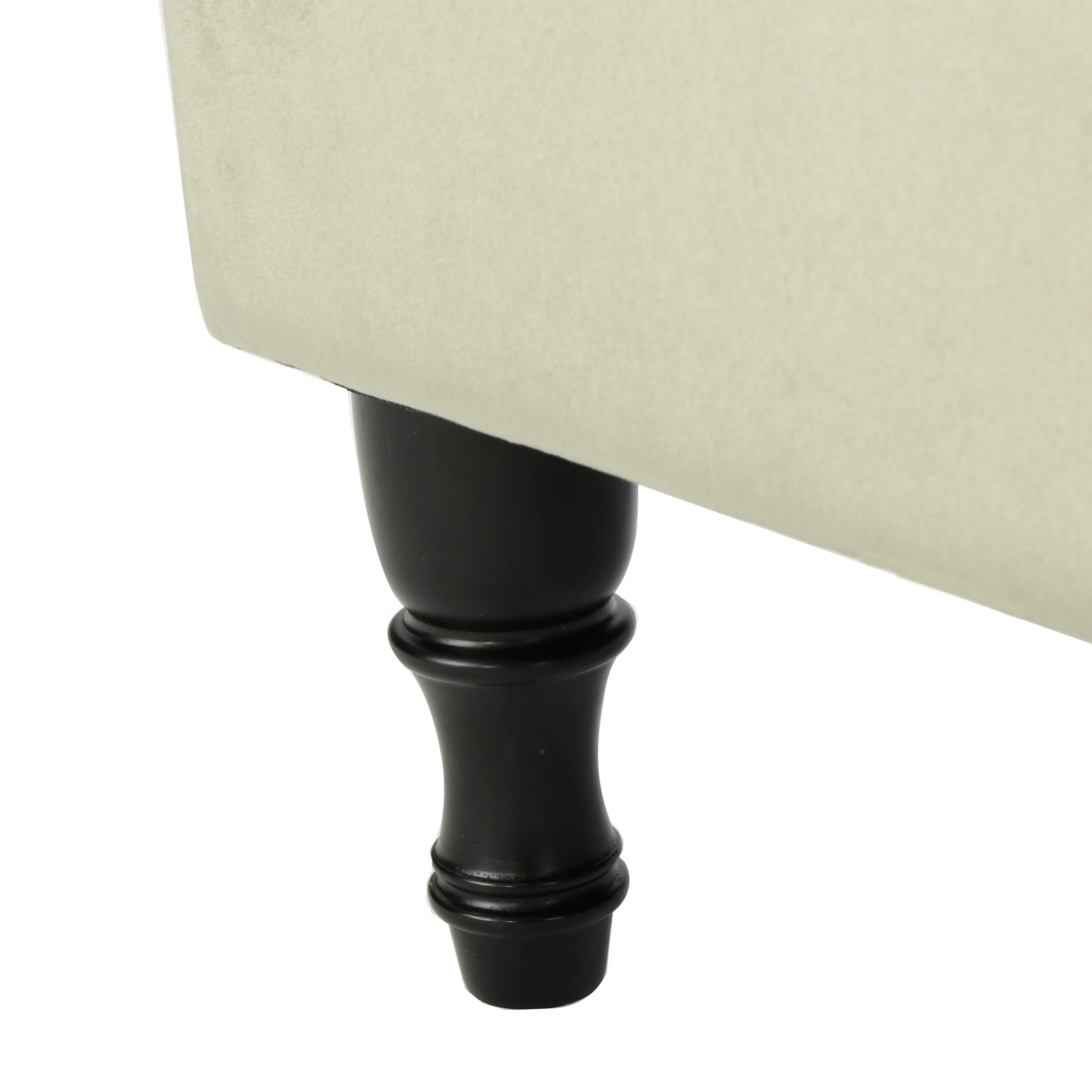 Constance Button Tufted Fabric Rectangle Storage Ottoman Bench w/ Turned Legs - furnishings