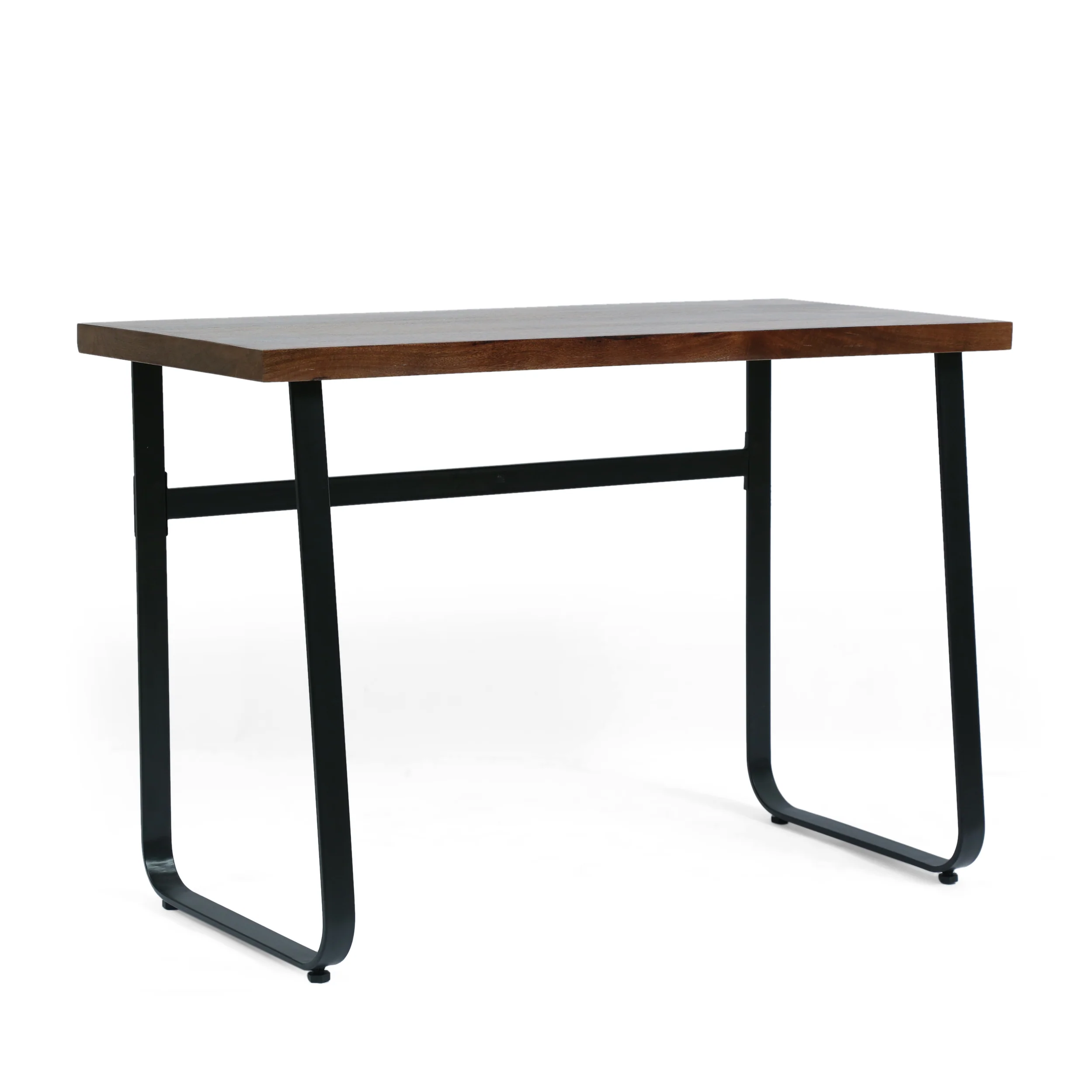 Vess Modern Industrial Handmade Mango Wood Console Table, Walnut and Black - furnishings