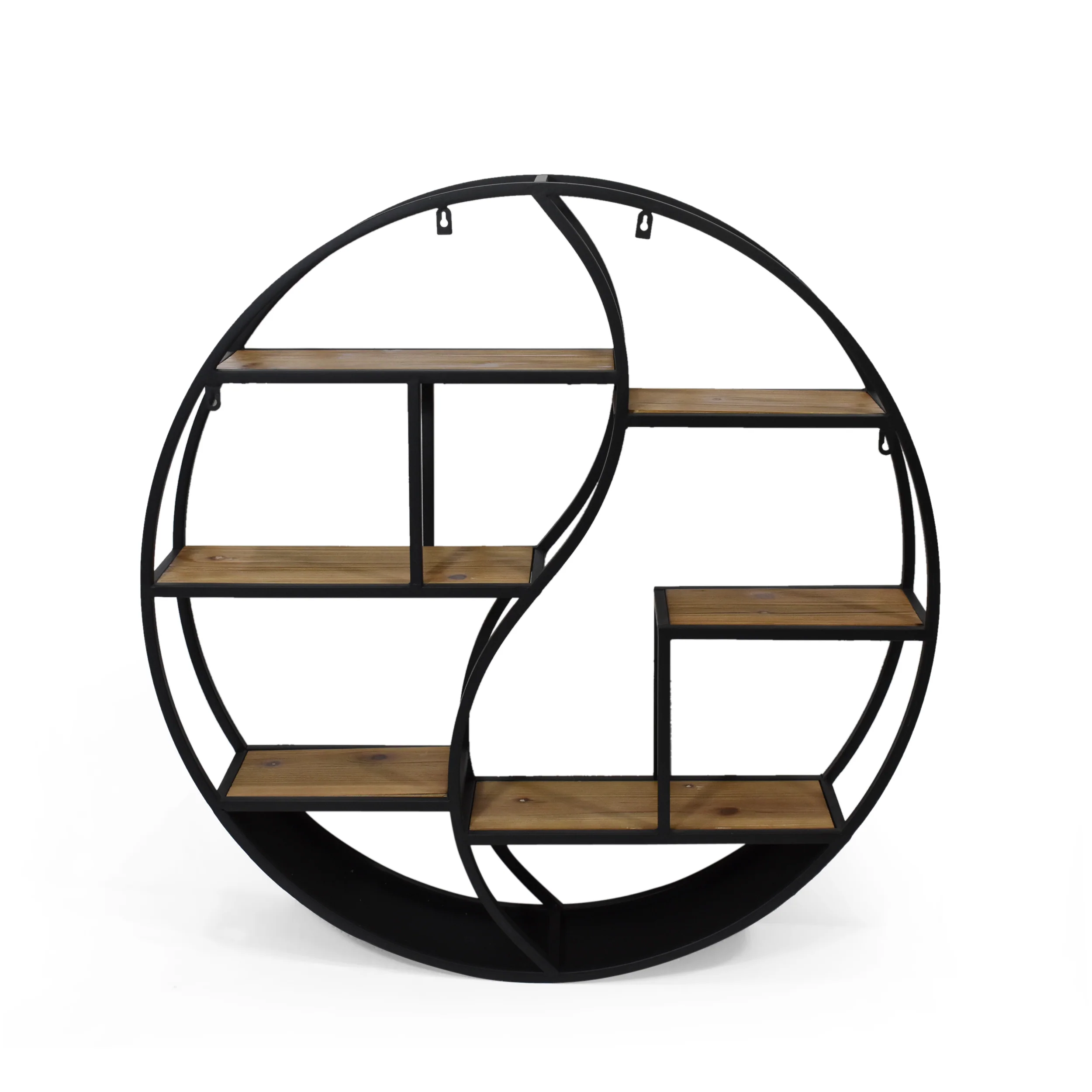Bobby Industrial Wall Mount Round Yin Yang Floating Shelf - furnishings