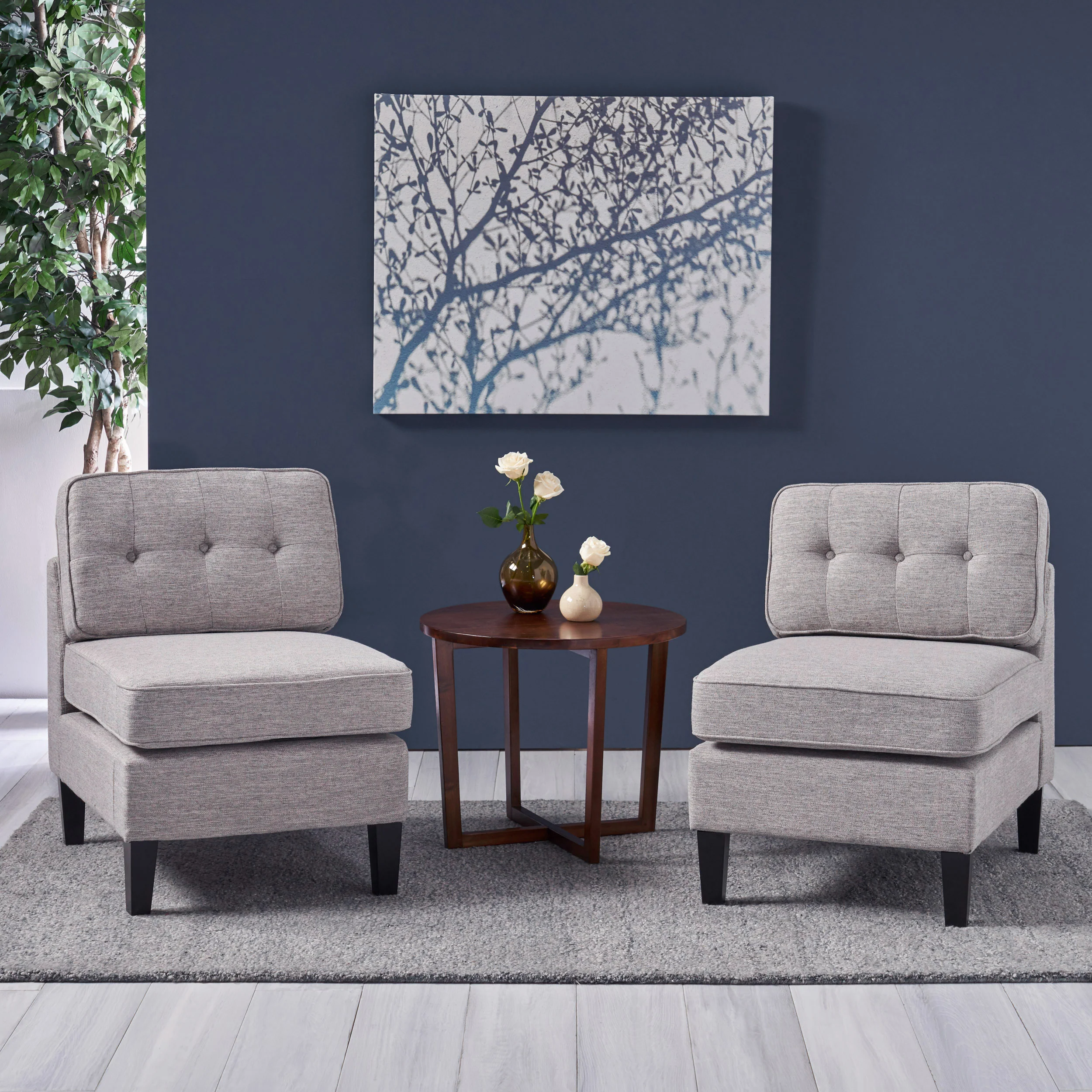 Crowningshield Fabric Slipper Chairs with Button Accents (Set of 2) - furnishings