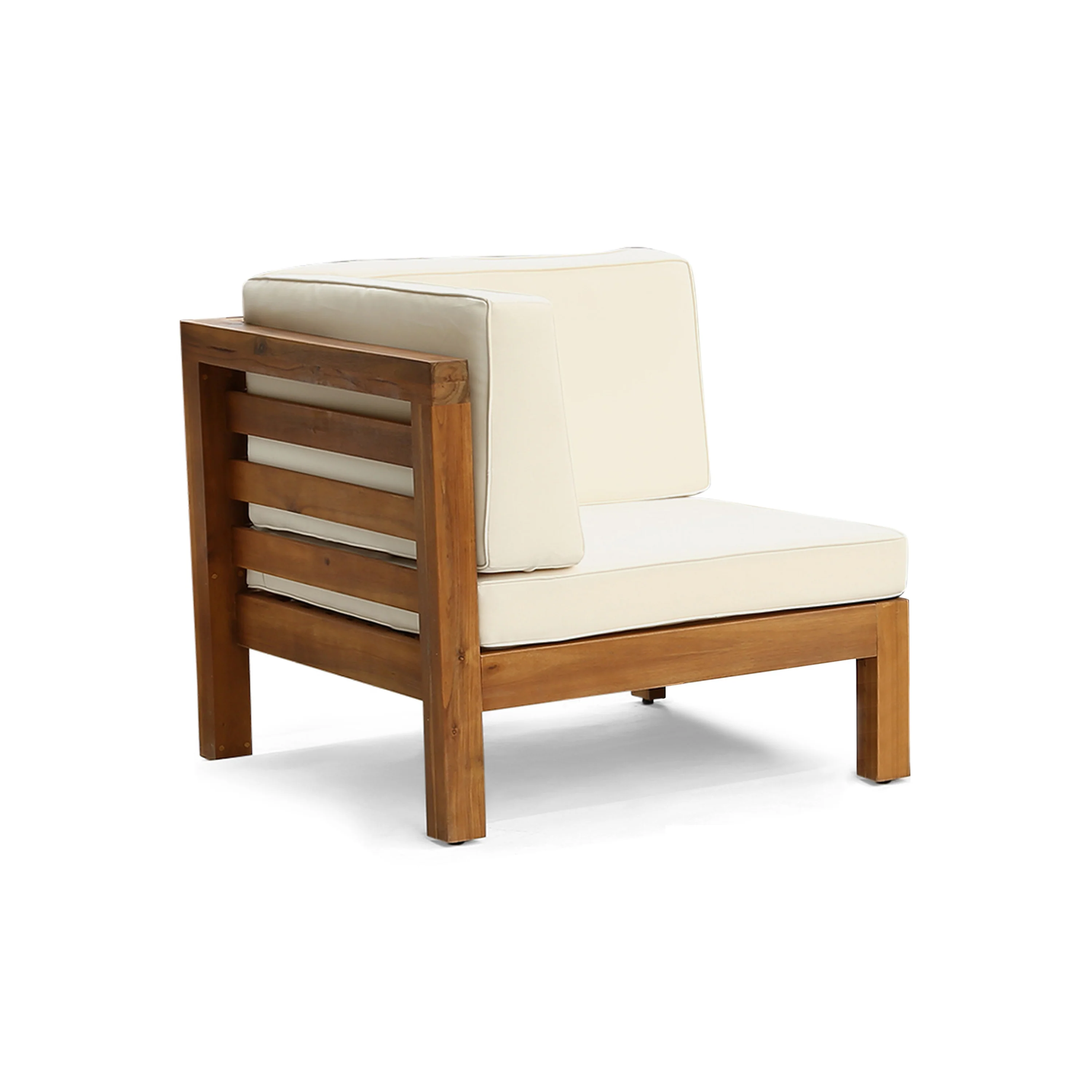 Dawson Outdoor 2-Seater Acacia Wood Sectional Loveseat Set with Cushions - furnishings