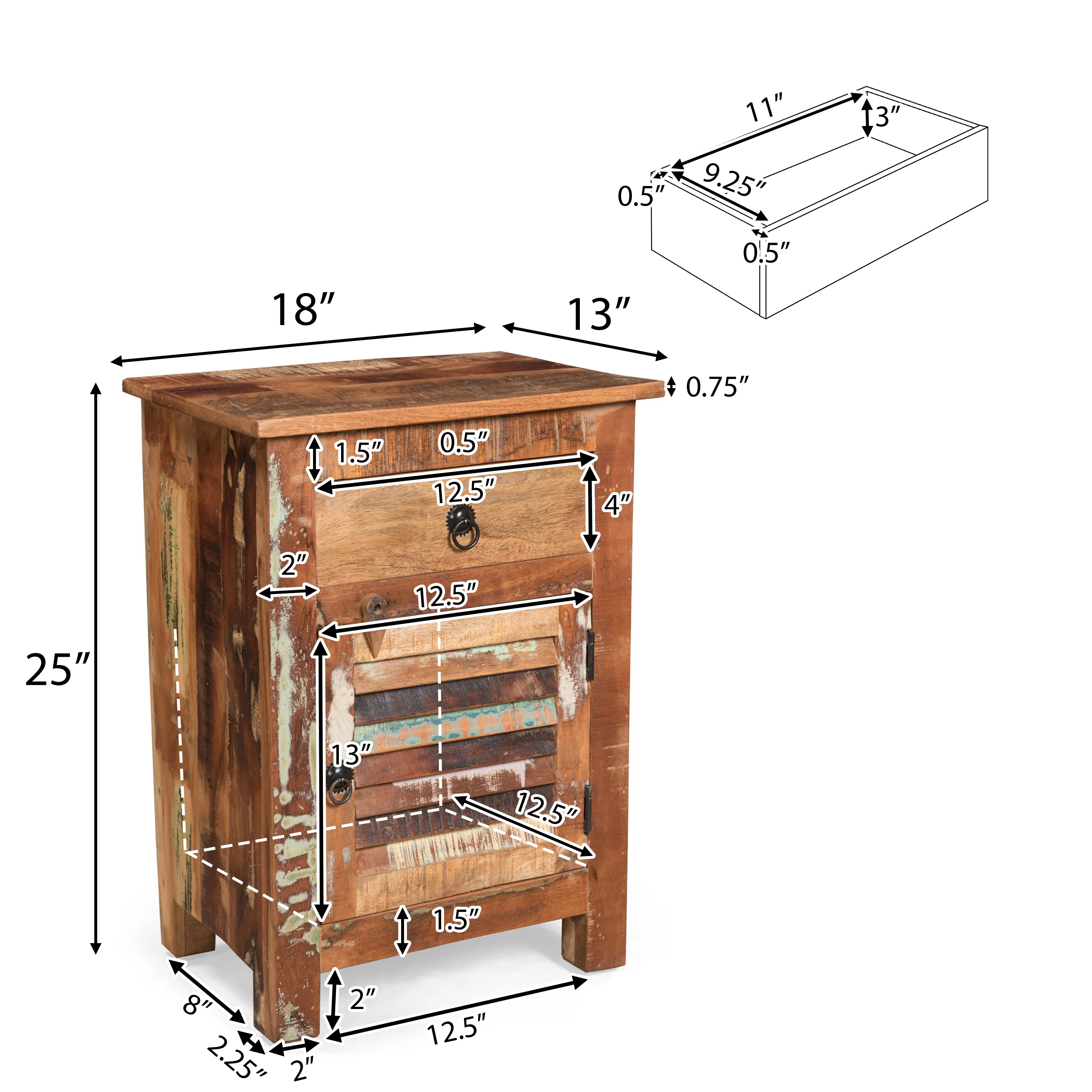 Salome Wooden Side Table with Drawer - furnishings
