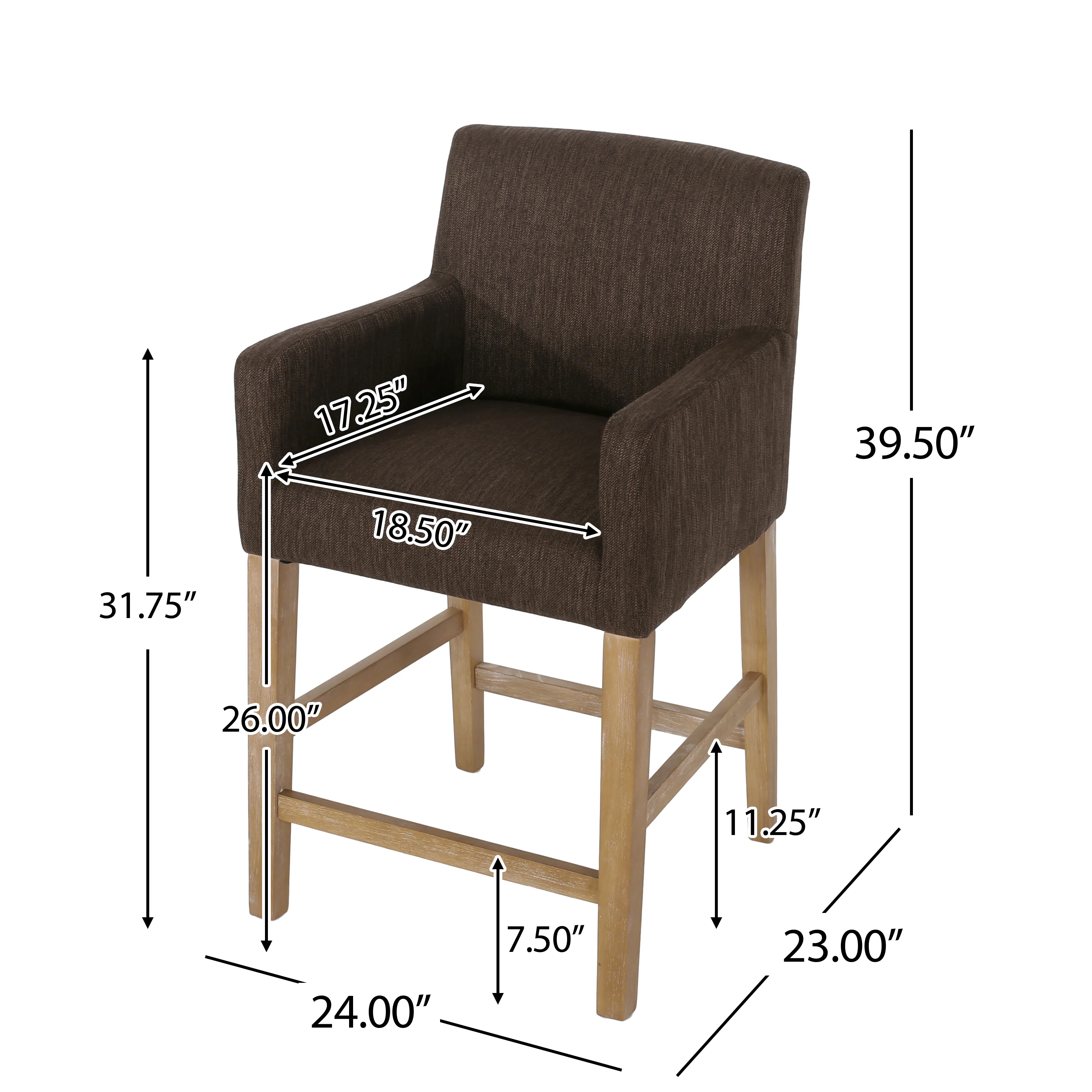 Chaparral Contemporary Fabric Upholstered Wood 26 inch Counter Stool - furnishings