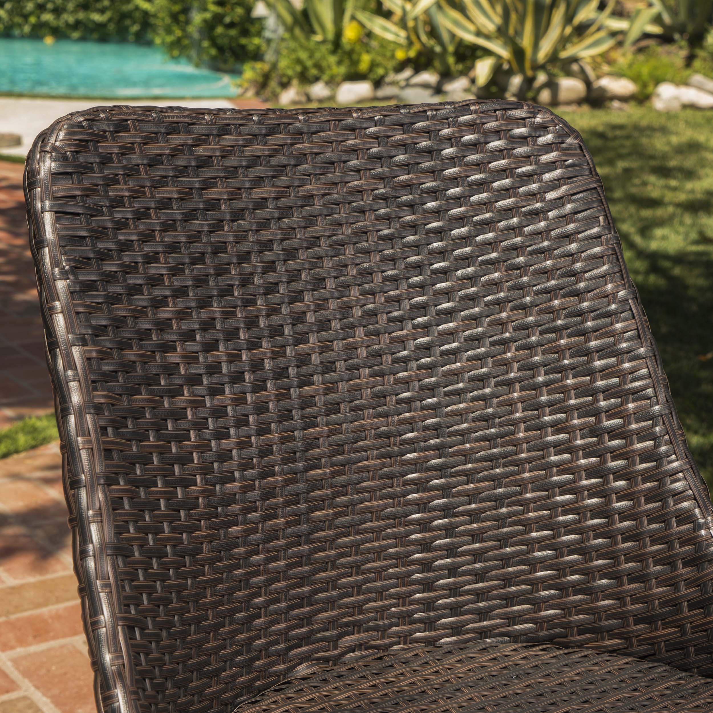 Jamey Outdoor 9 Piece Multi-brown Wicker Dining Set with Wood Finished Metal Leg - furnishings