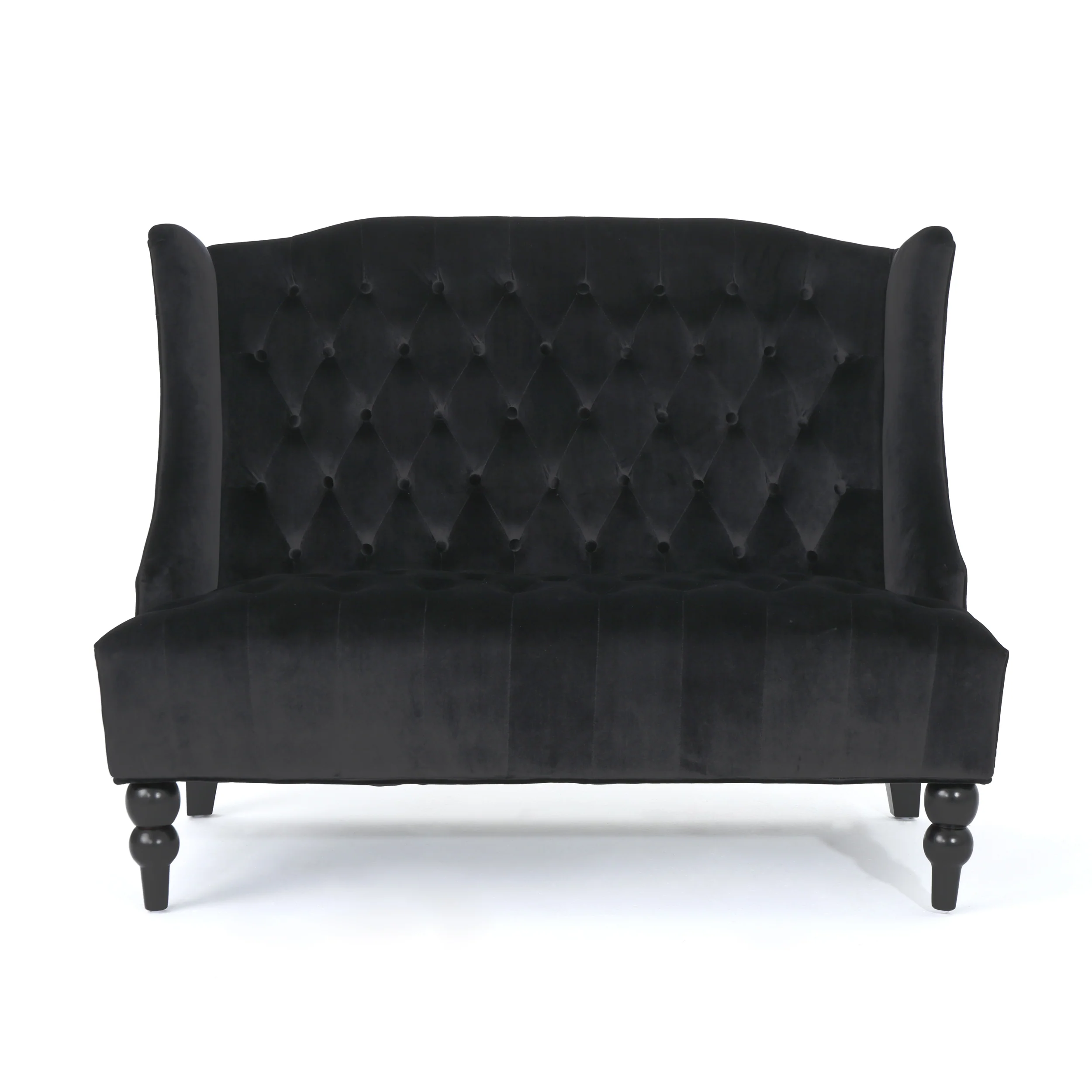 Leah French Style Tufted High Winged Back New Velvet Loveseat - furnishings