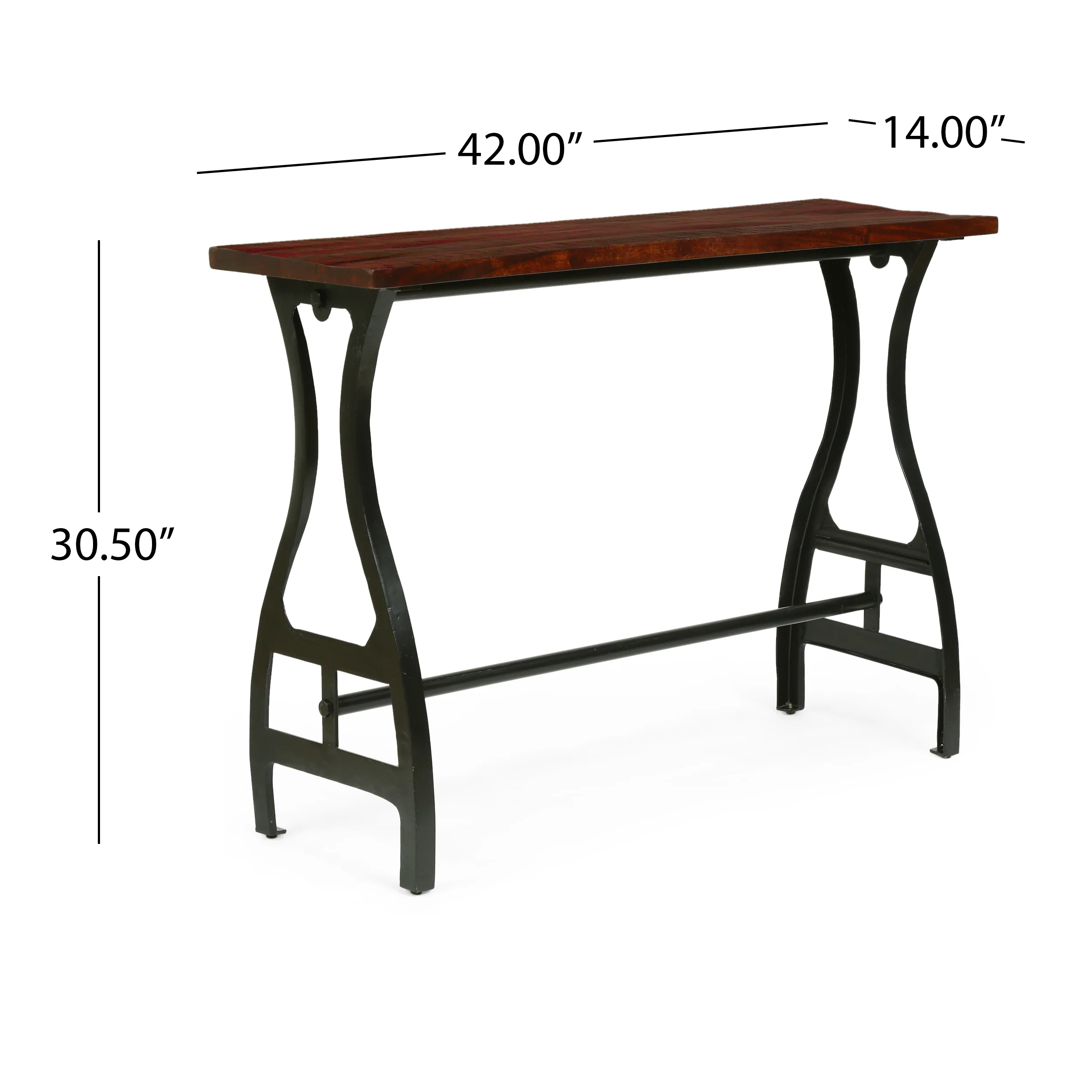 Jolson Modern Industrial Handmade Acacia Wood Console Table, Dark Brown and Black - furnishings