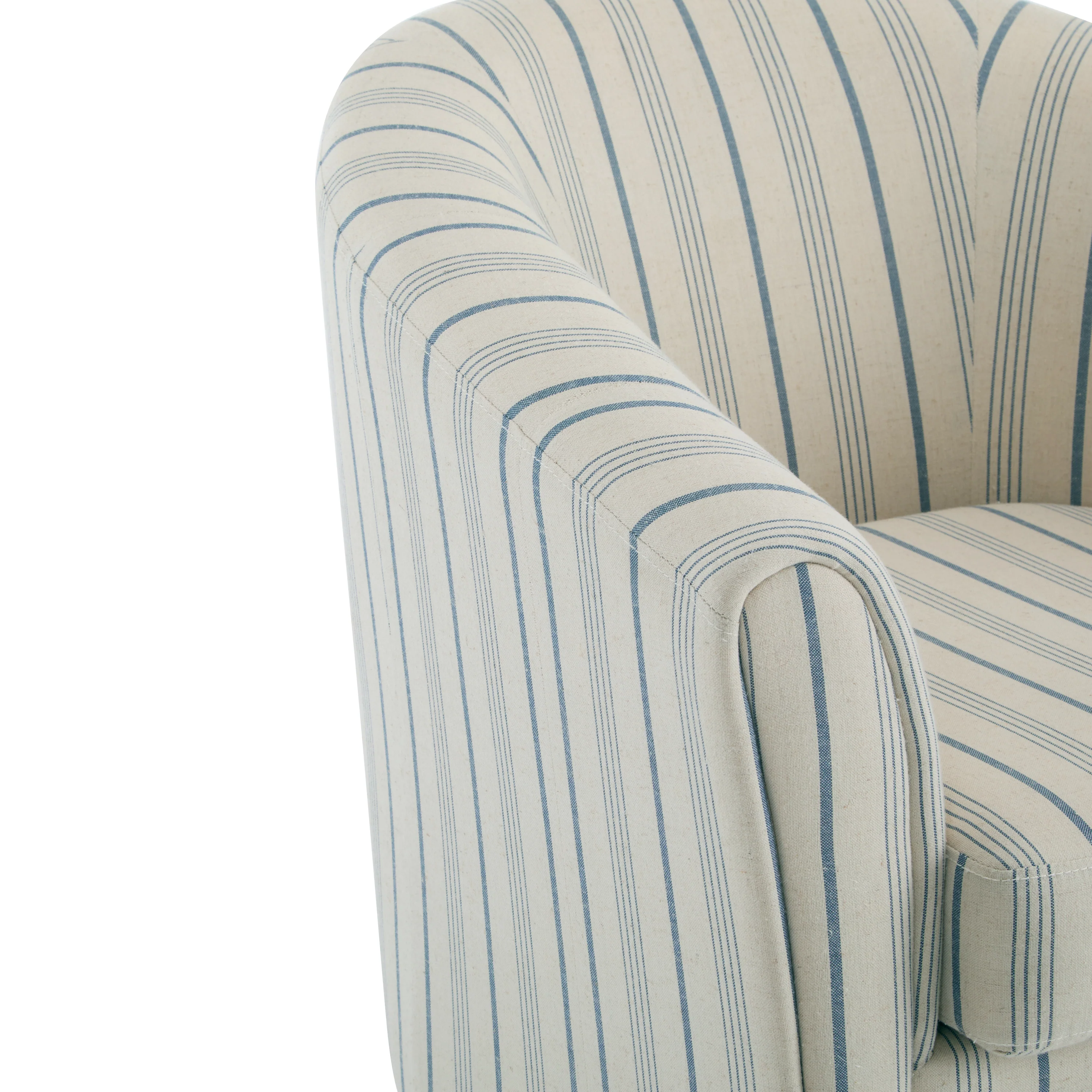 Willowa Indoor Beige and Blue Stripe Fabric Club Chair - furnishings