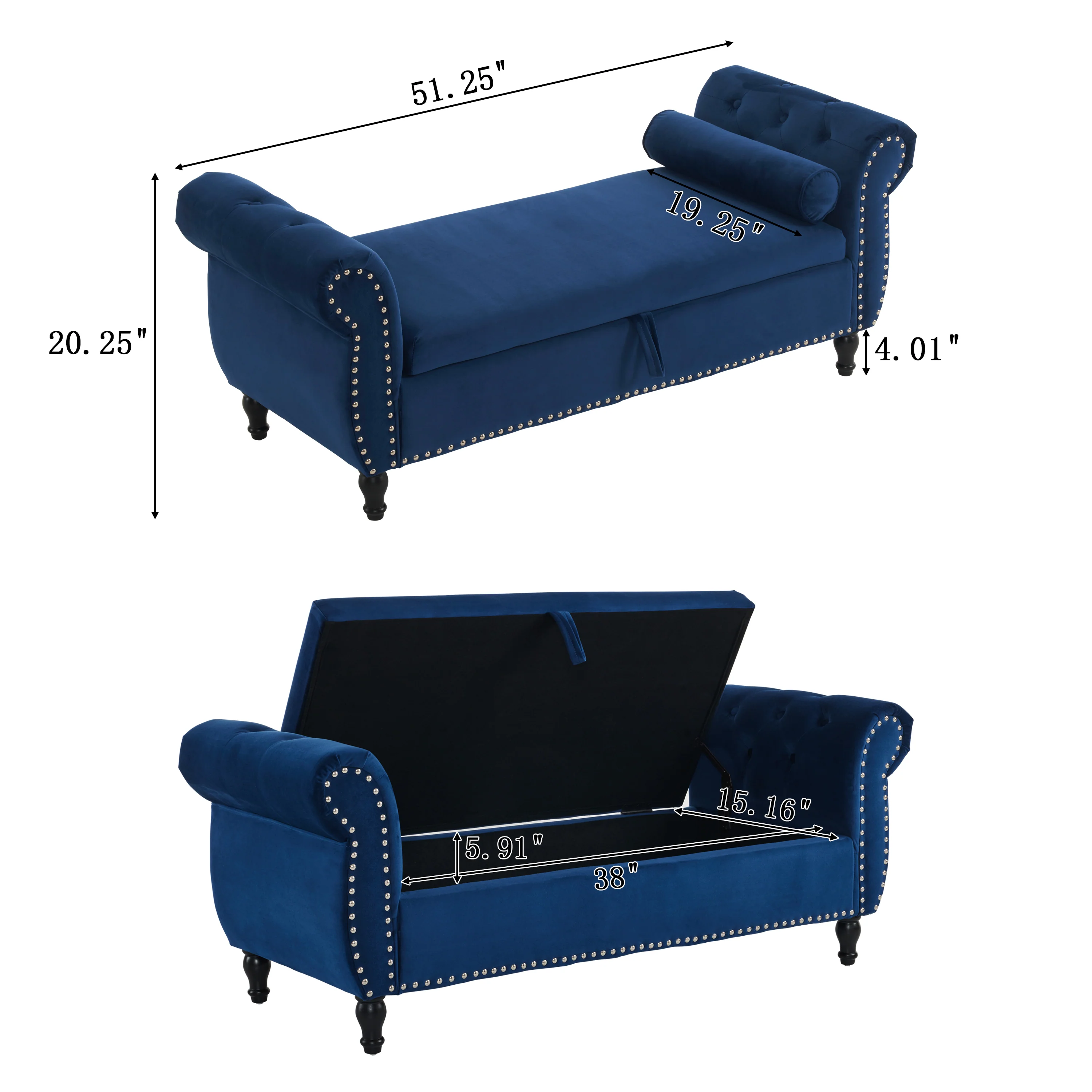 Luffy Upholstered Storage Ottoman Bench - furnishings