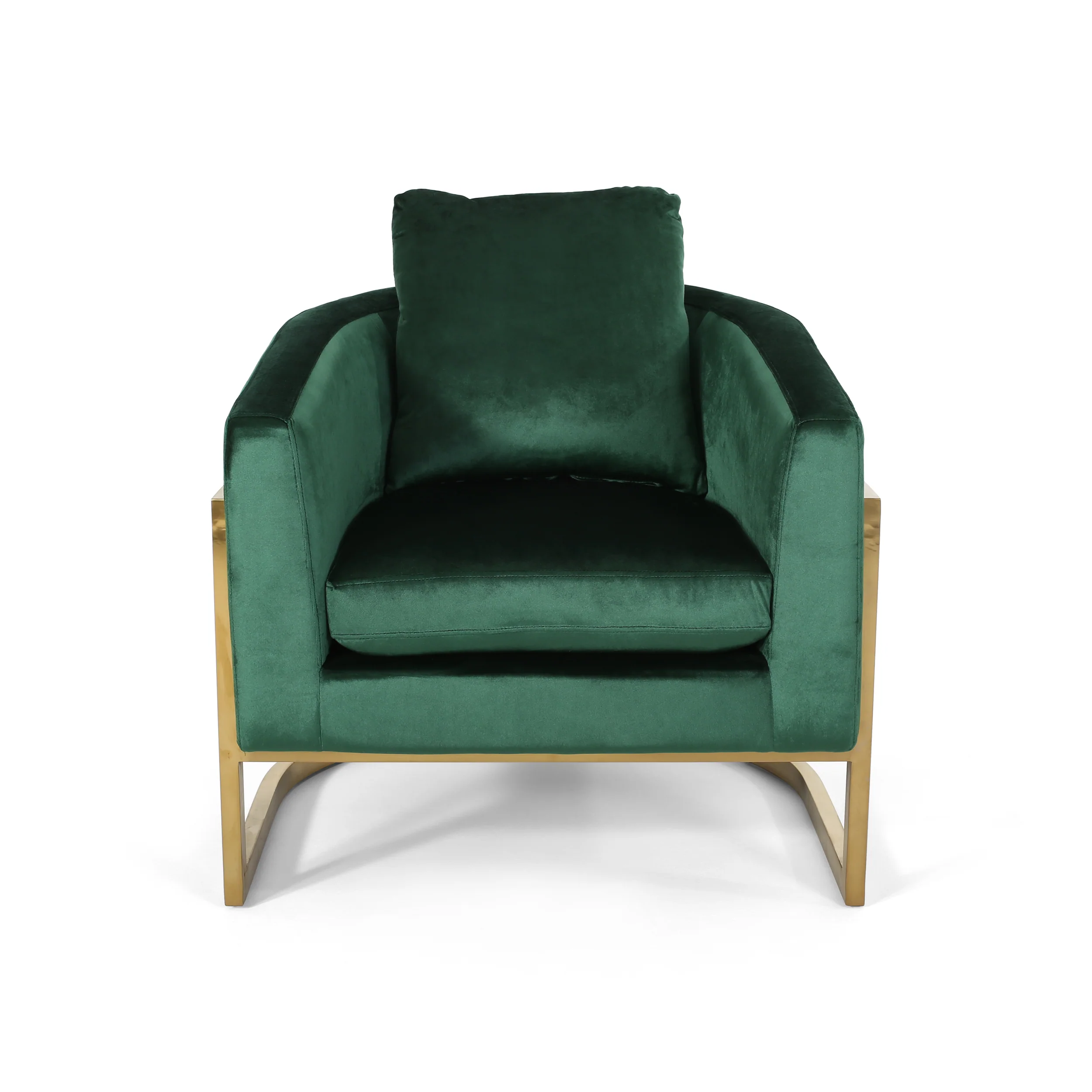 Coldwater Modern Velvet Glam Armchair with Stainless Steel Frame - furnishings