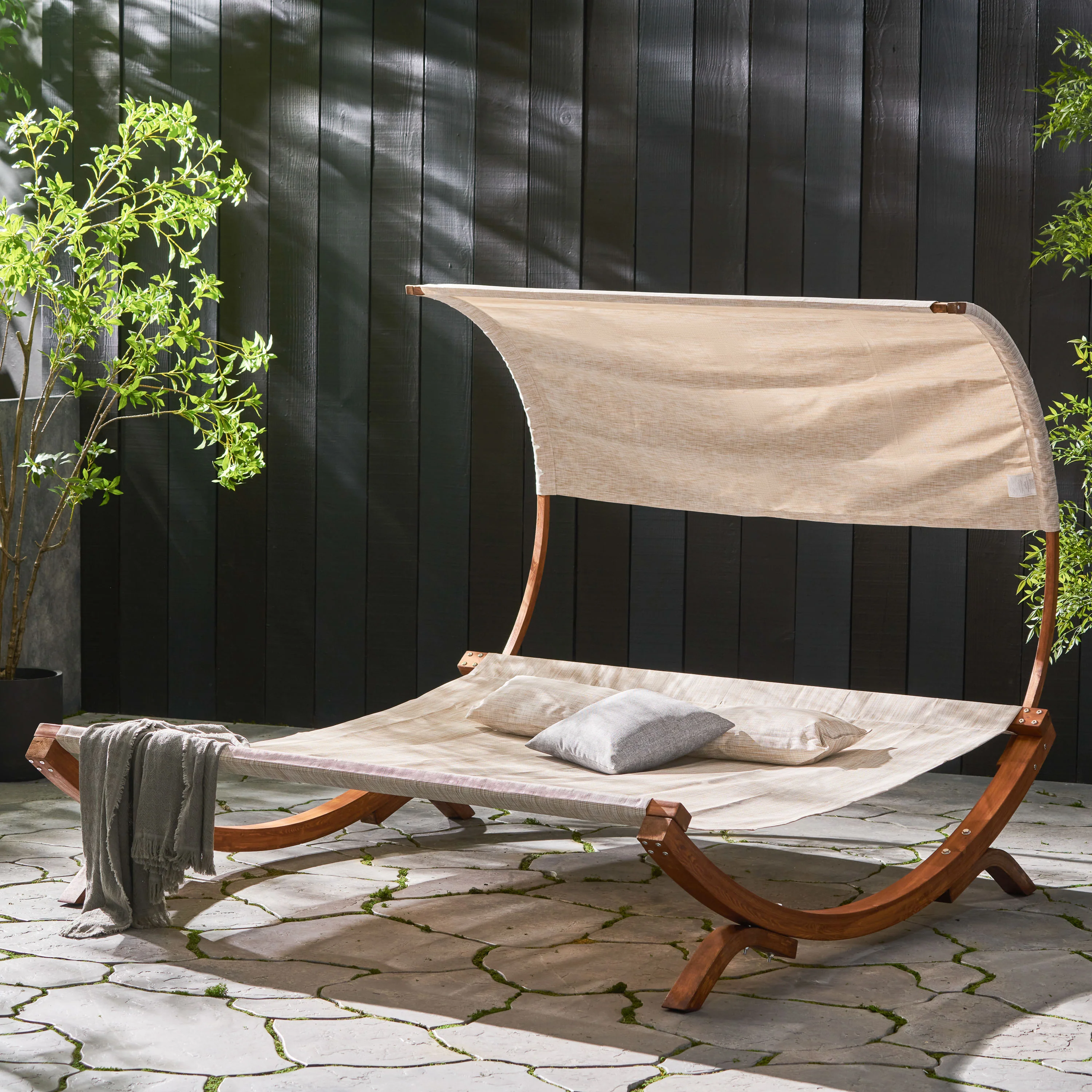 Rosalie Outdoor Patio Chaise Lounge Sunbed and Canopy - furnishings