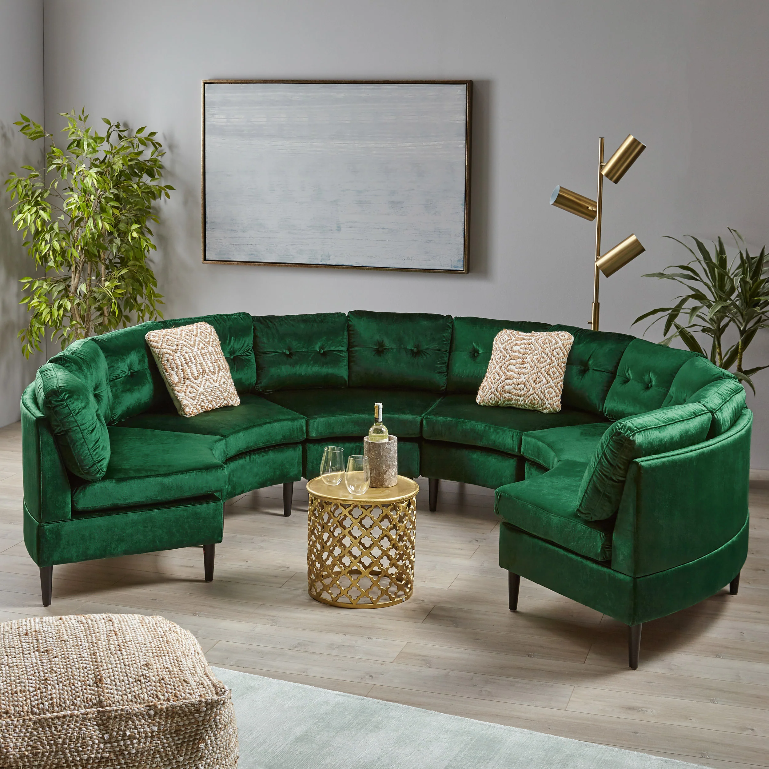 Modesty Glam Velvet Modular 6 Seater Sectional - furnishings
