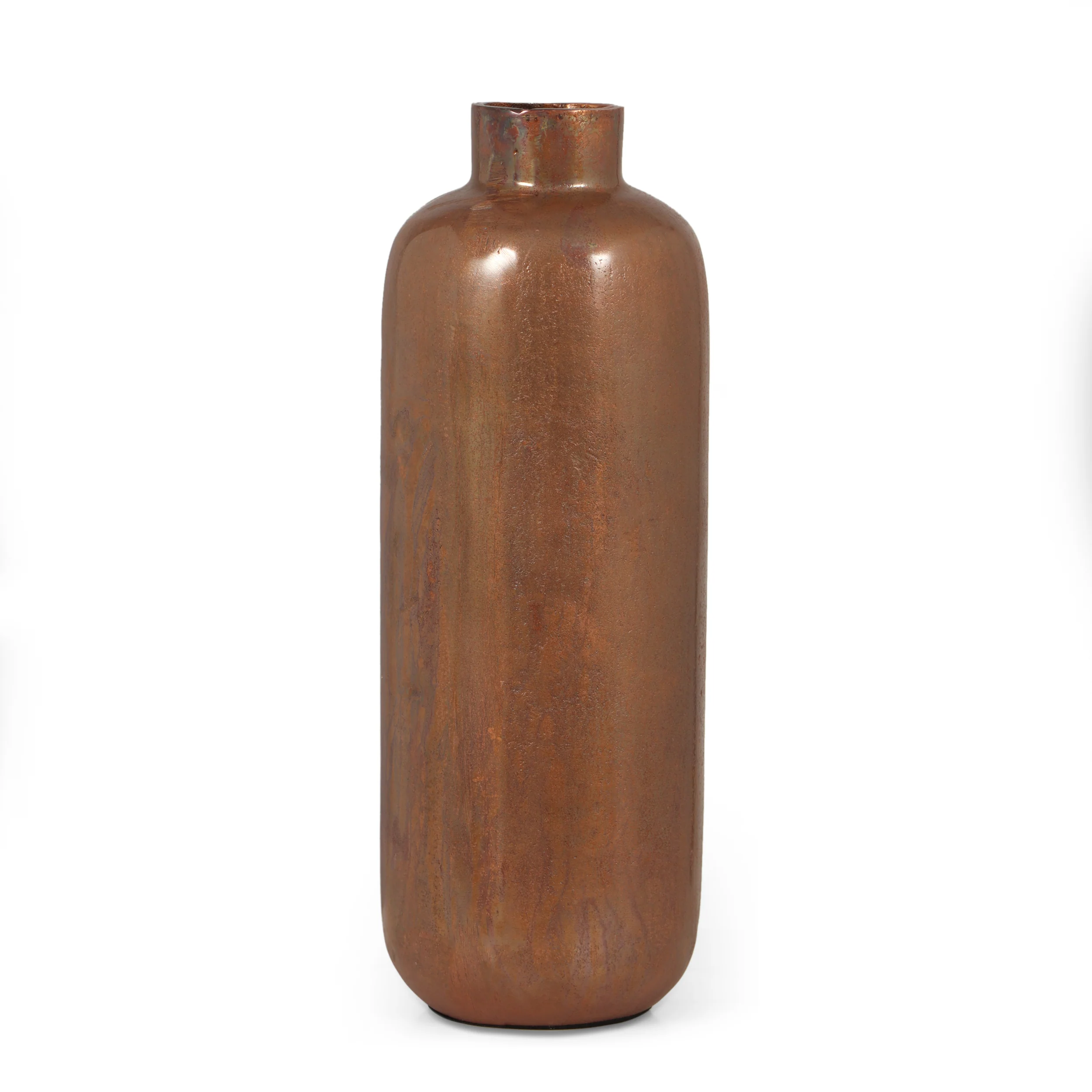 Schramling Handcrafted Aluminum Bottle Vase, Burnt Copper - furnishings