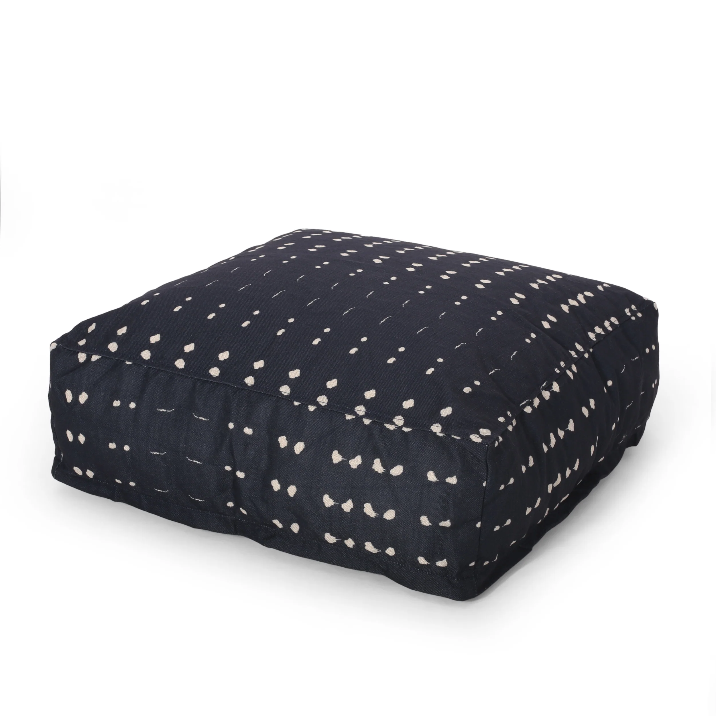 Pates Ivey Boho Fabric Square Pouf, Dark Blue - furnishings
