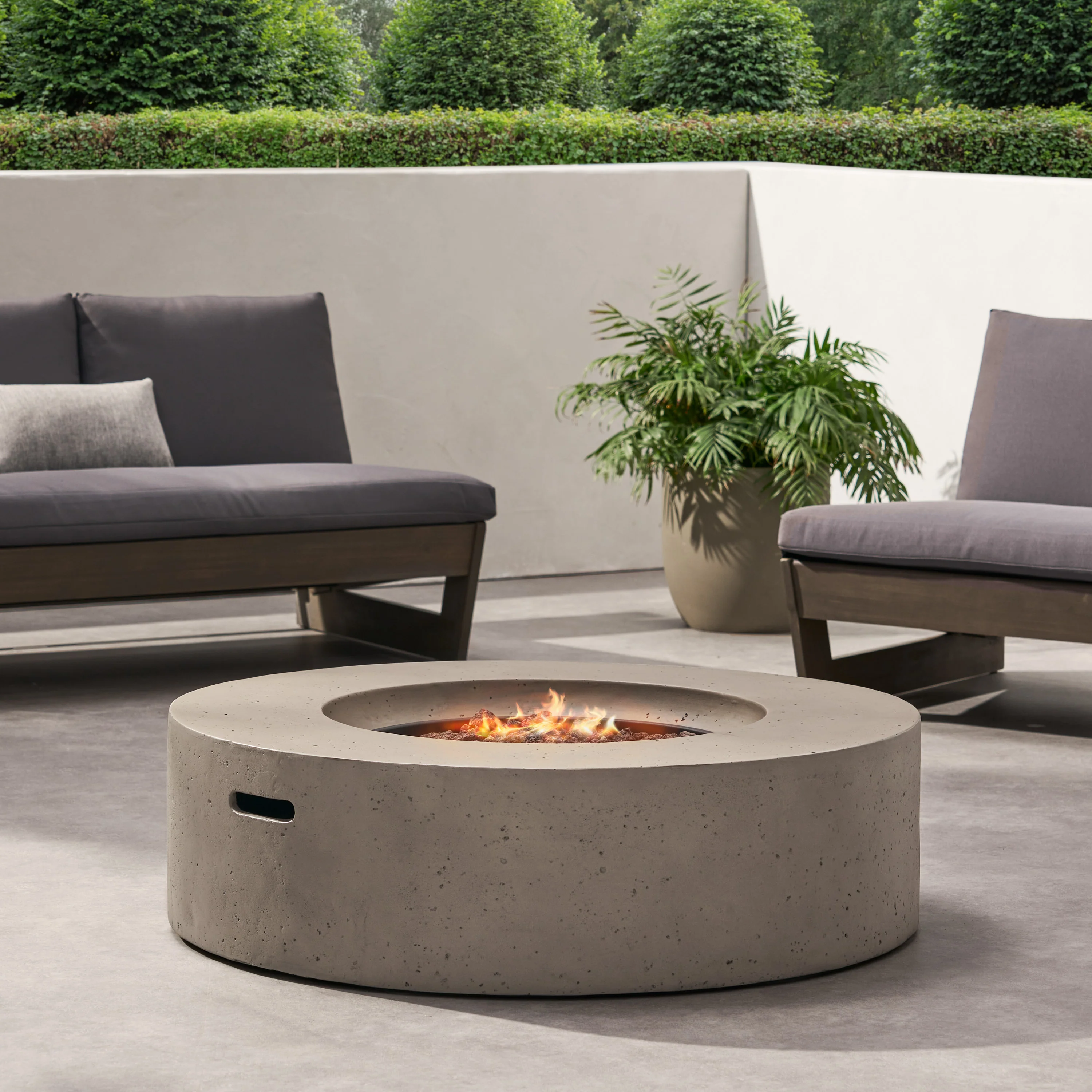 Hearth Outdoor 50,000 BTU Lightweight Concrete Circular Fire Pit (No Tank Holder) - furnishings