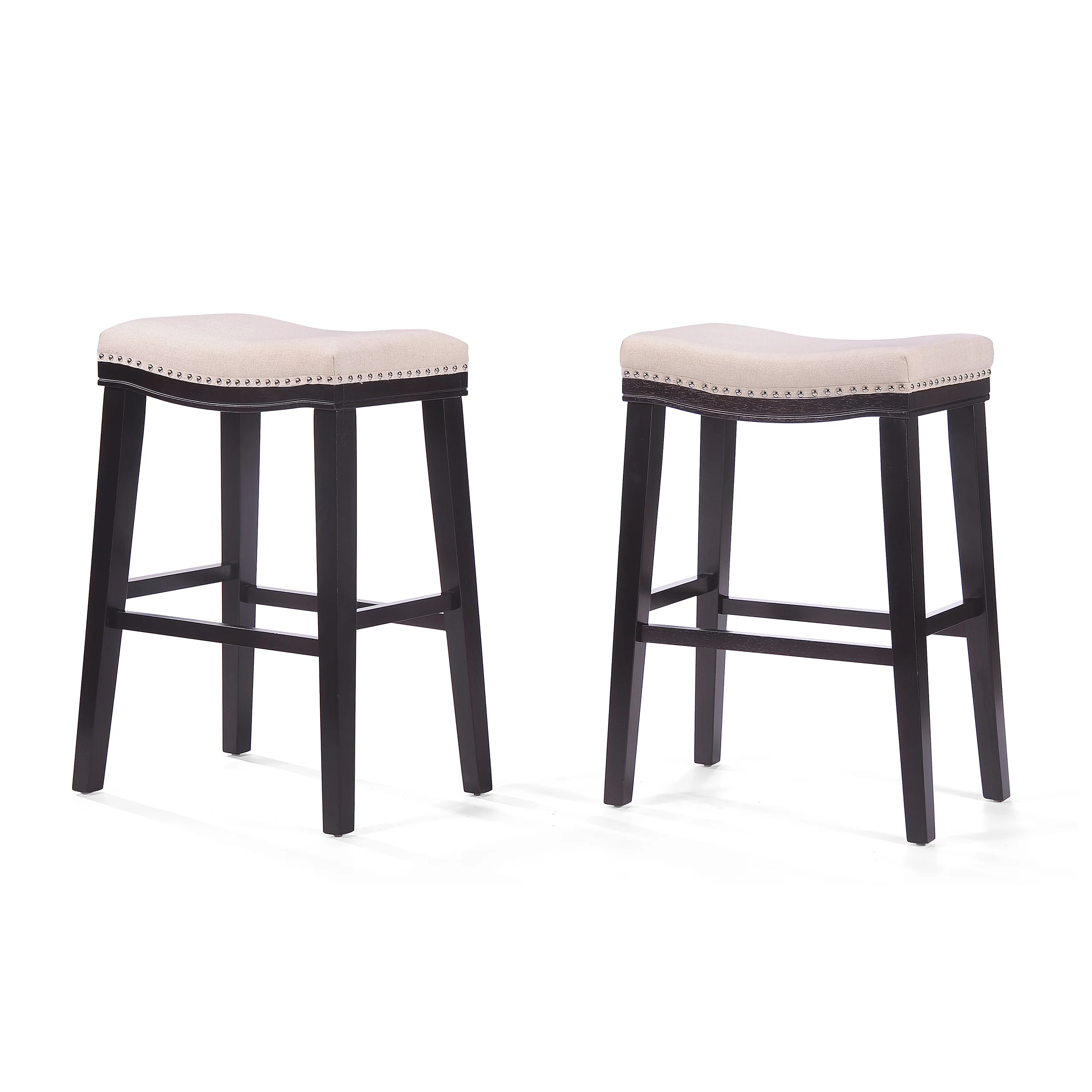 Cavalia 30-Inch Saddle Shaped Studded Rim Stool (Set of 2) - furnishings