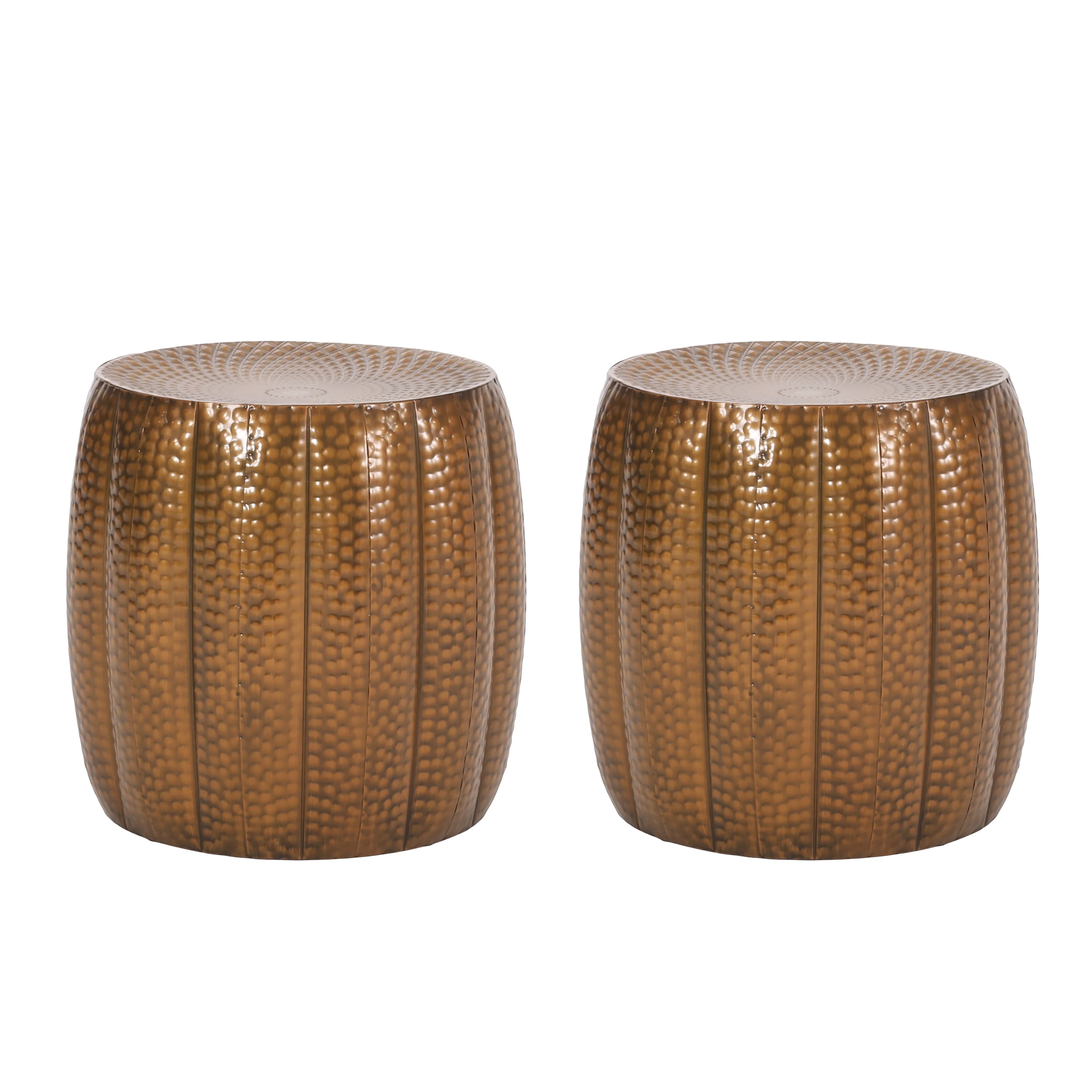 Craigue Modern Iron Mandala Pumpkin Side Tables, Set of 2 - furnishings