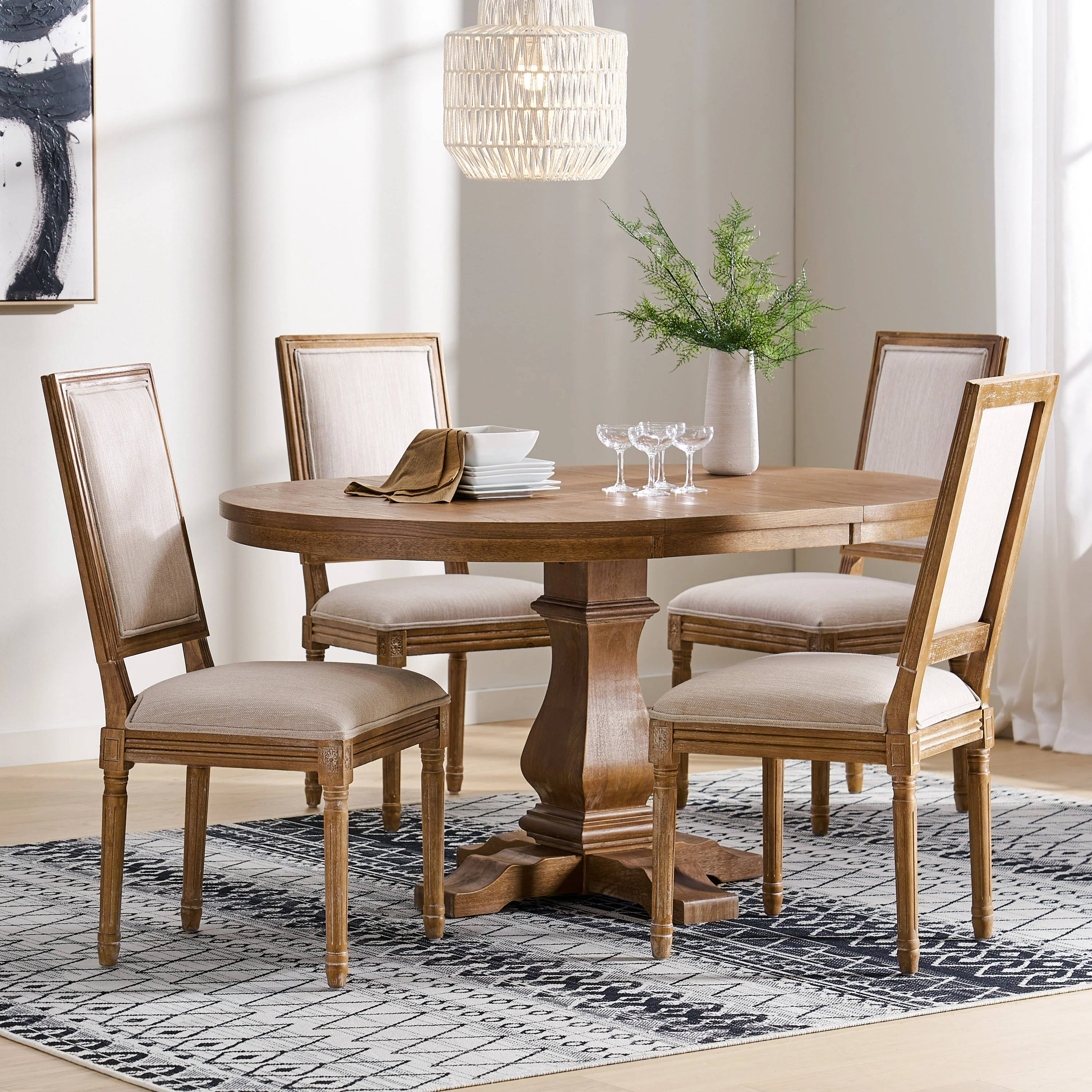 Beckstrom French Country 5-Piece Expandable Oval Dining Set - Wood - furnishings