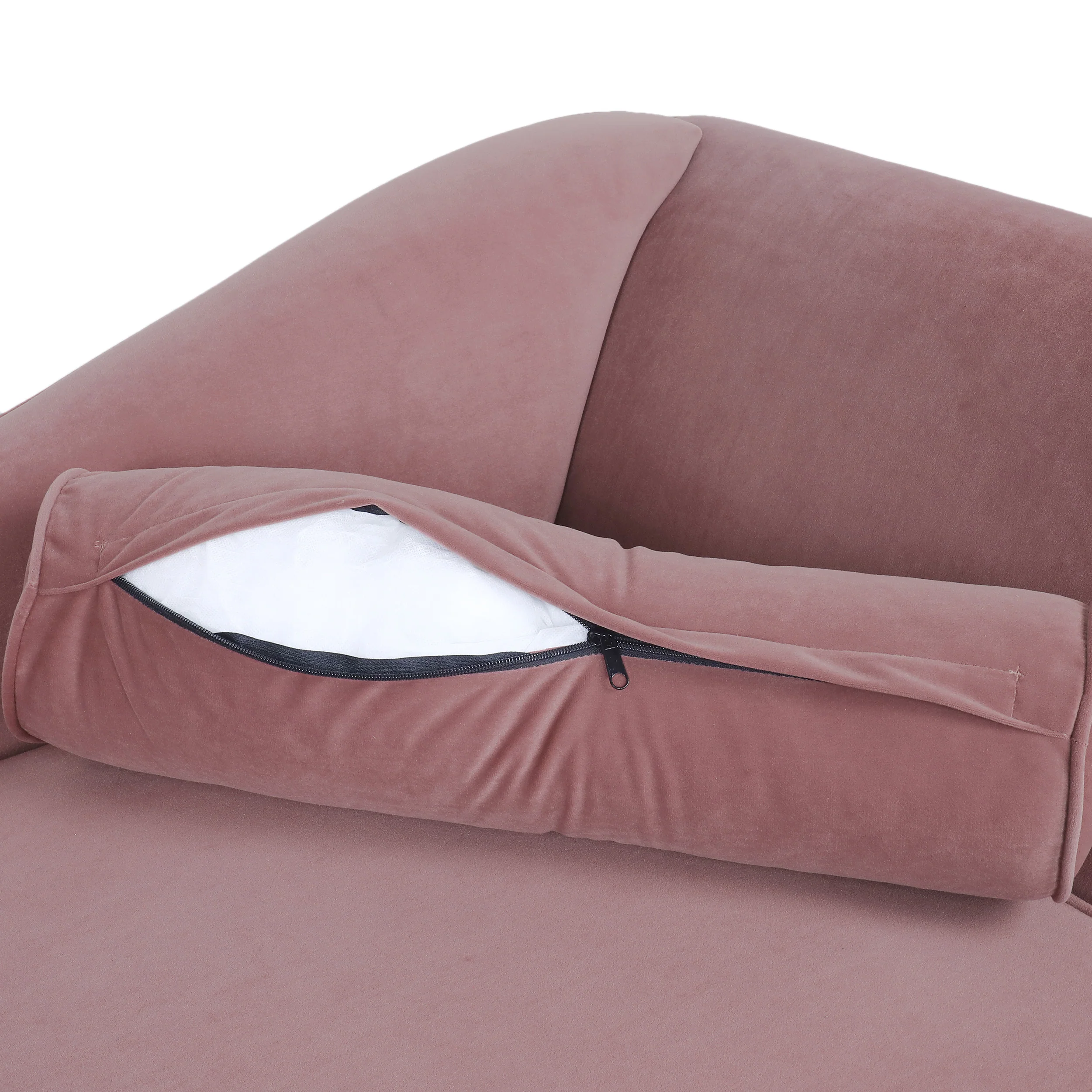 Jakyrah Contemporary Velvet Chaise Lounge with Scroll Arms - furnishings