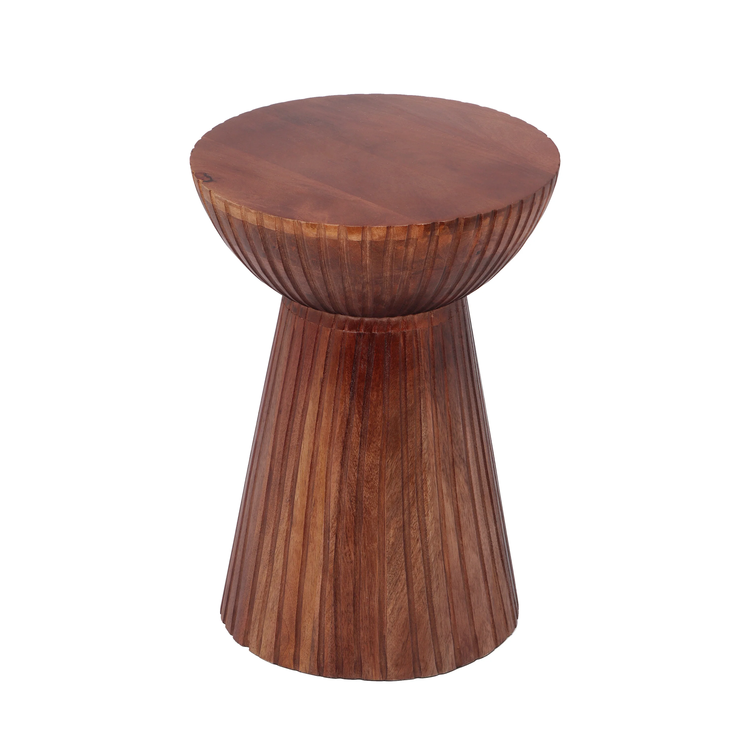 Elowen Round Pedestal Mango Wood Side End Table - furnishings
