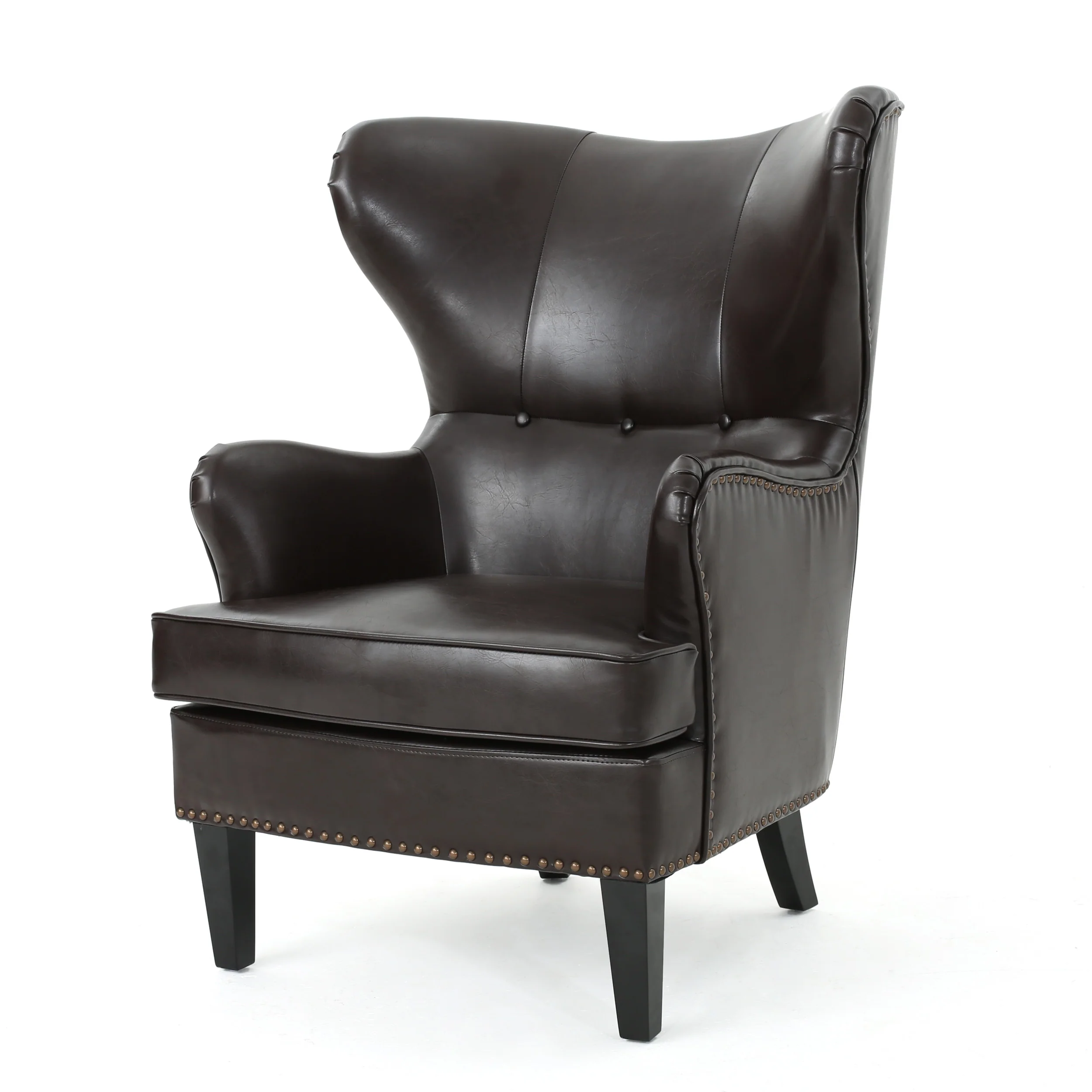 Romford Leather High Back Wingback Armchair - furnishings