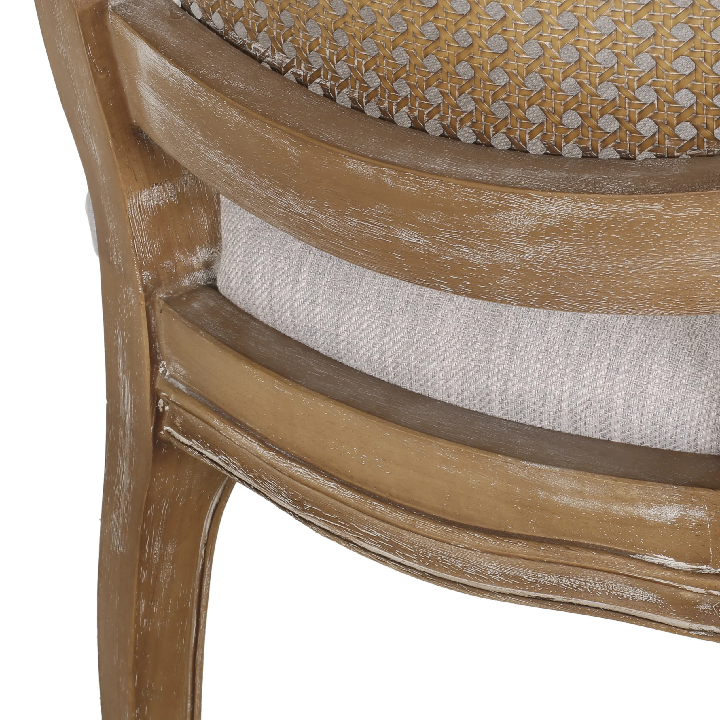 Ardyce French Country Fabric Upholstered Wood and Cane 5 Piece Circular Dining Set - furnishings